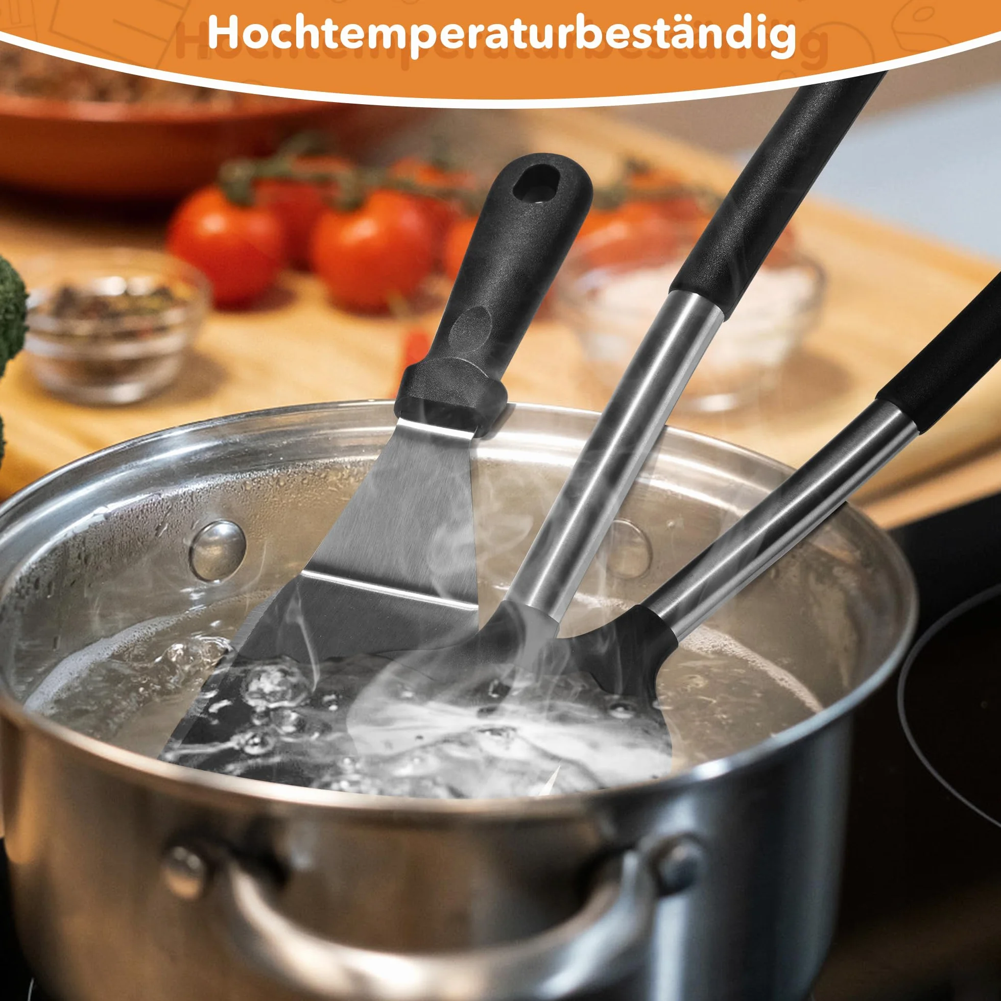 Silikonowa szpatułka kuchenna odporna na wysokie temperatury, zestaw 2 sztuk, czarna