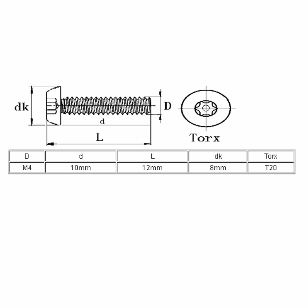 sourcingmap M4 x 10 mm 304 stal nierdzewna głowica guzikowa Torx odporne na manipulację śruby 20 szt.
