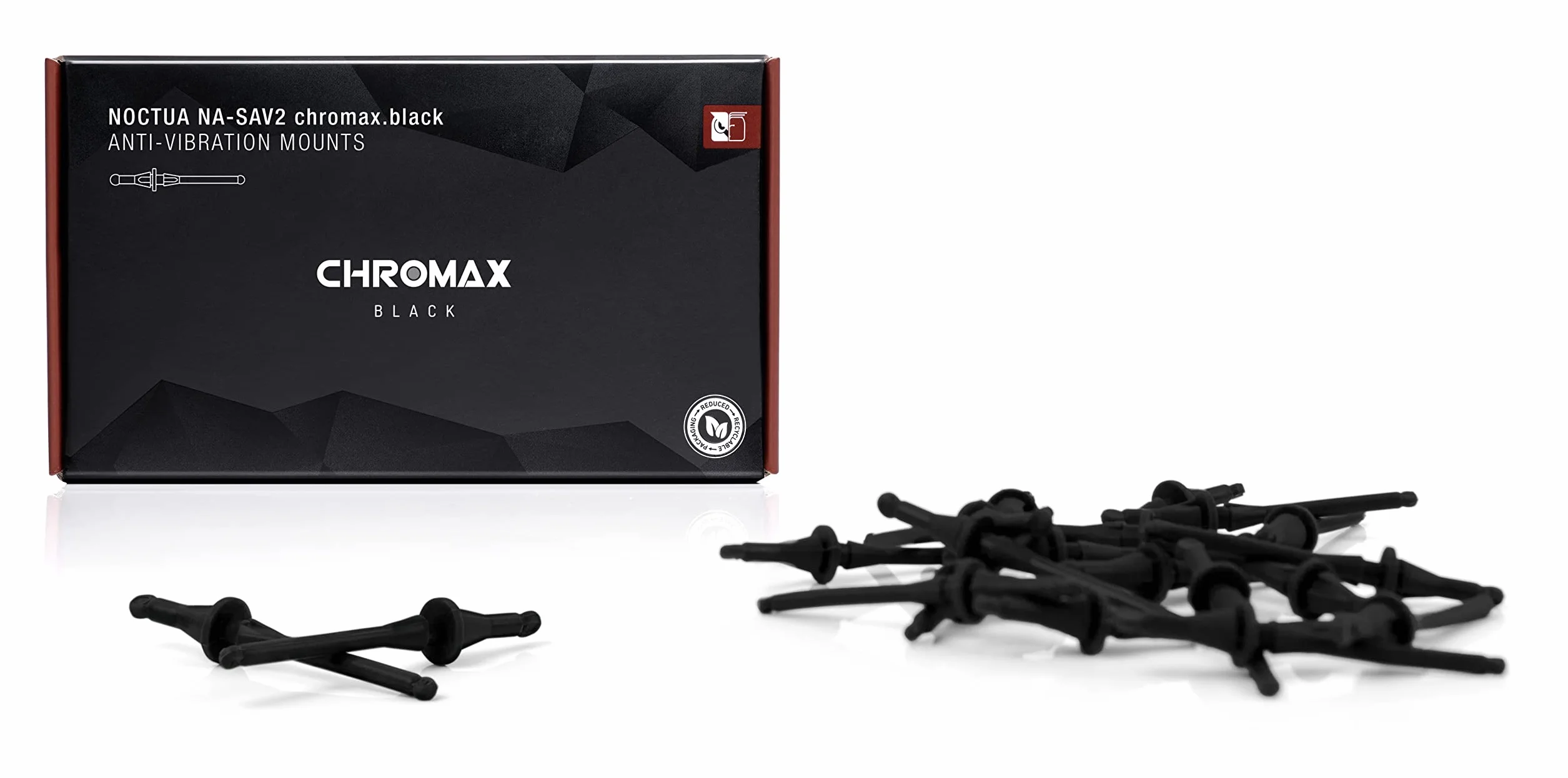 Noctua NA-SAV2 chromax.black, Zestaw Silikonowych, Antywibracyjnych Mocowań Wentylatorów (20 sztuk, Czarne)
