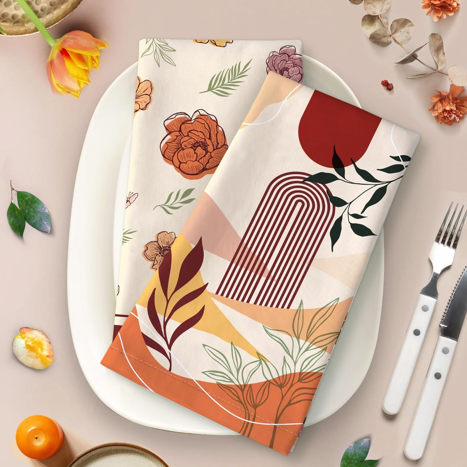 Ręczniki kuchenne Boho Floral 4 szt. 48 × 70 cm 100% bawełna szybkoschnące