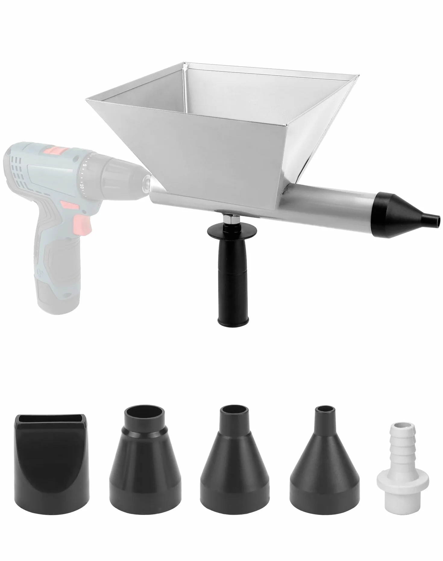 QWORK® Elektryczny pistolet do zaprawy do zaprawy, elektryczny pistolet do zaprawy Prasa do zaprawy z 4 różnymi dyszami (cały metal)