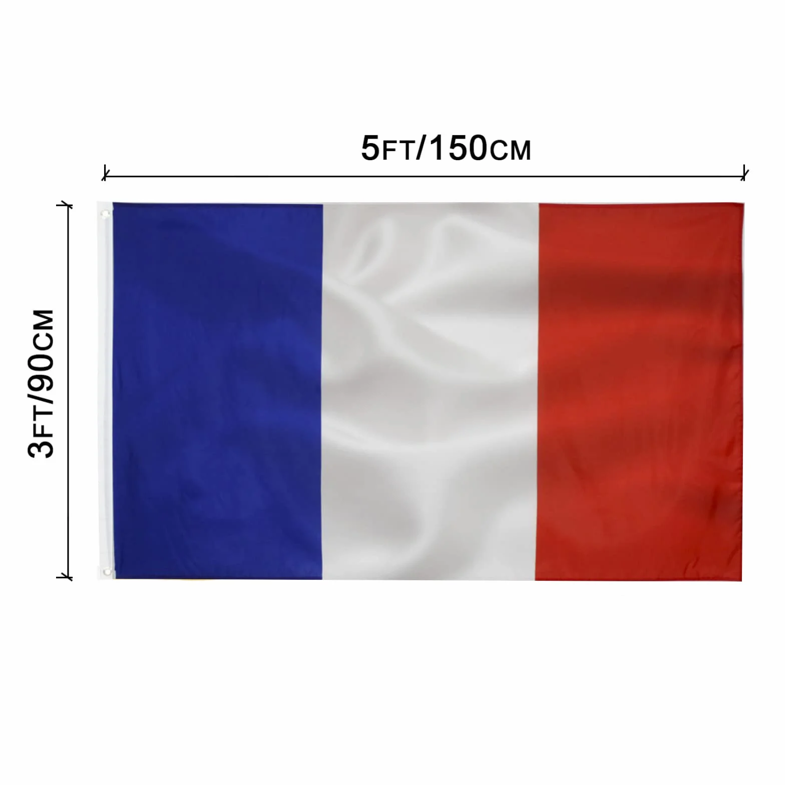 Flaga francuska 90x150cm-flaga francuska z oczkami mosiężnymi poliester Jasne kolory - Do użytku na zewnątrz i wewnątrz French flag Drapeau français