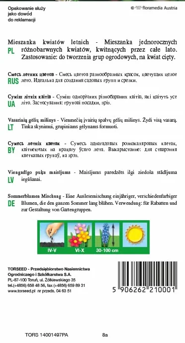 Mieszanka żywych kwiatów letnich - długo kwitnące rośliny jednoroczne, idealne do ogrodów i bukietów, wysokość 30-100 cm (5 g)