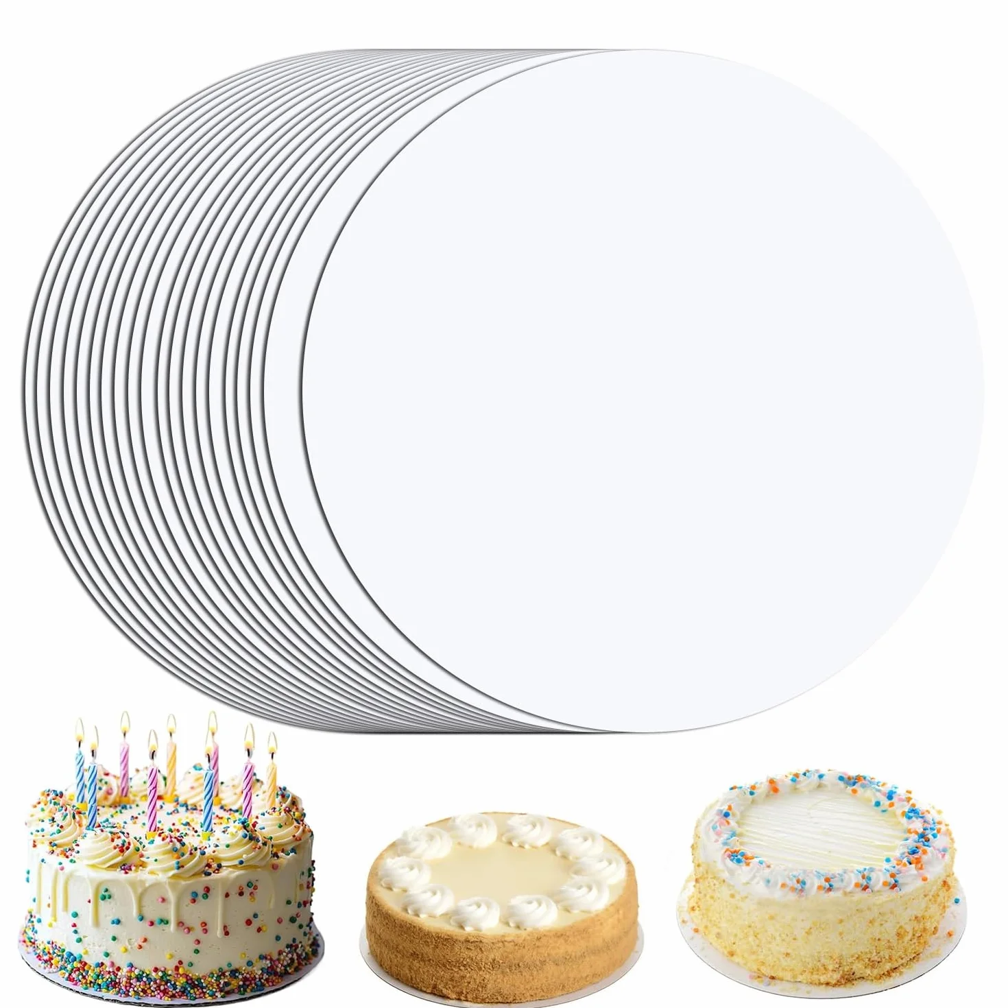 Białe okrągłe podkładki na tort 30 cm zestaw 20 sztuk
