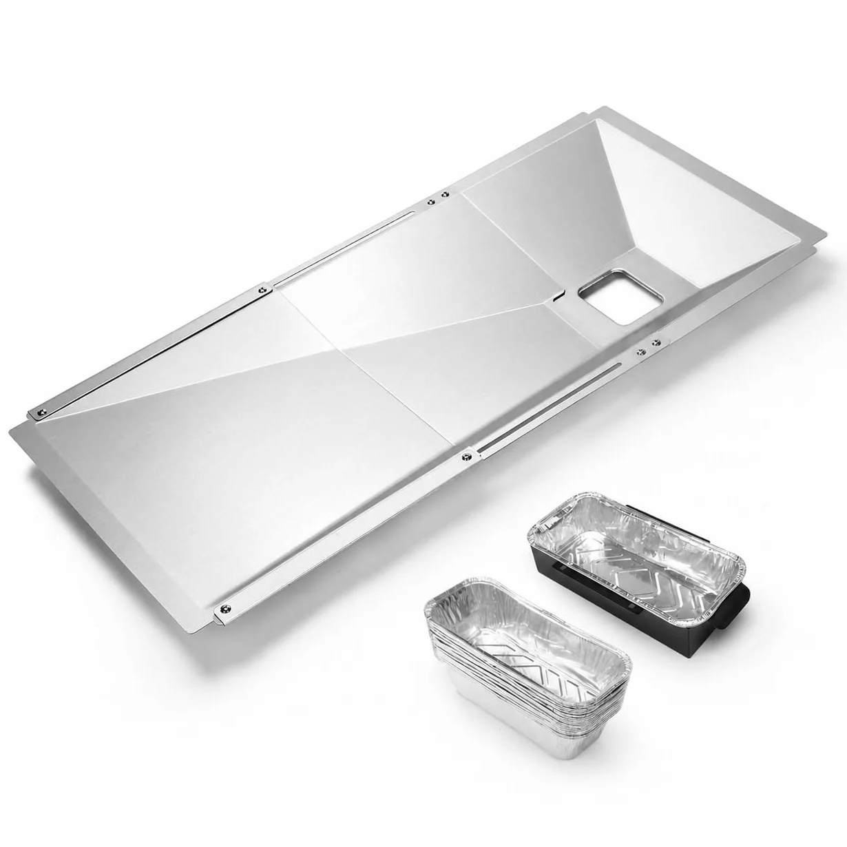 Utheer Regulowana taca na tłuszcz z patelnią, uniwersalna patelnia ociekowa do modeli grilla gazowego z 3/4/5 palnikami, części zamienne do grilla Nexgrill, Charbroil, Expert Grill, Dyna Glo, Kenmore