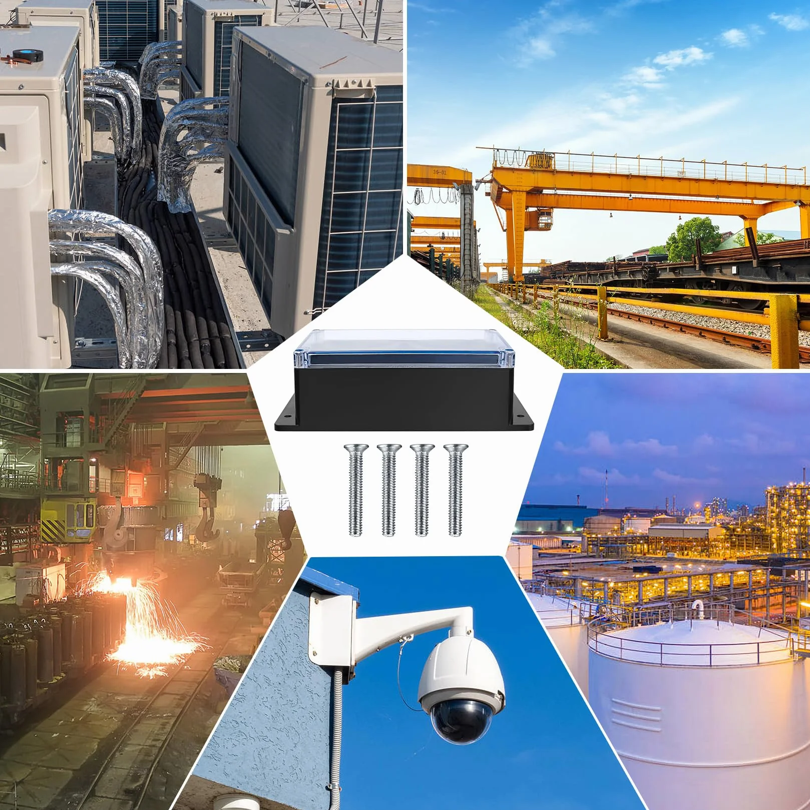 Puszka przyłączeniowa, puszki przyłączeniowe, zewnętrzna wodoodporna skrzynka elektroniczna IP65, skrzynka przyłączeniowa ze stałym uchem (czarna przezroczysta okładka z uszami, 200 x 120 x 75 mm)