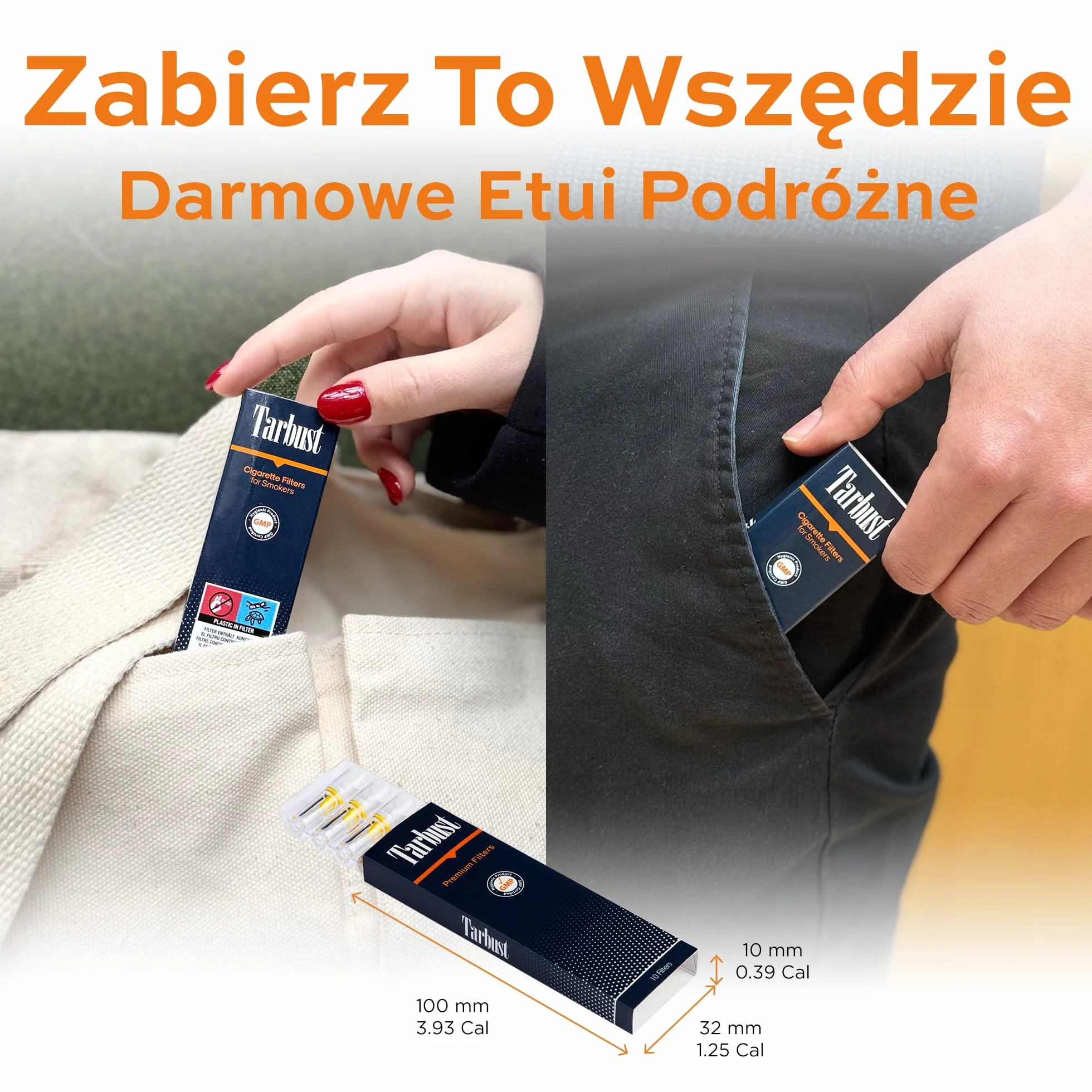 Tarbust 1200 filtrów do papierosów, antysmolisty filtr 8 mm, plastikowy ustnik do standardowych papierosów