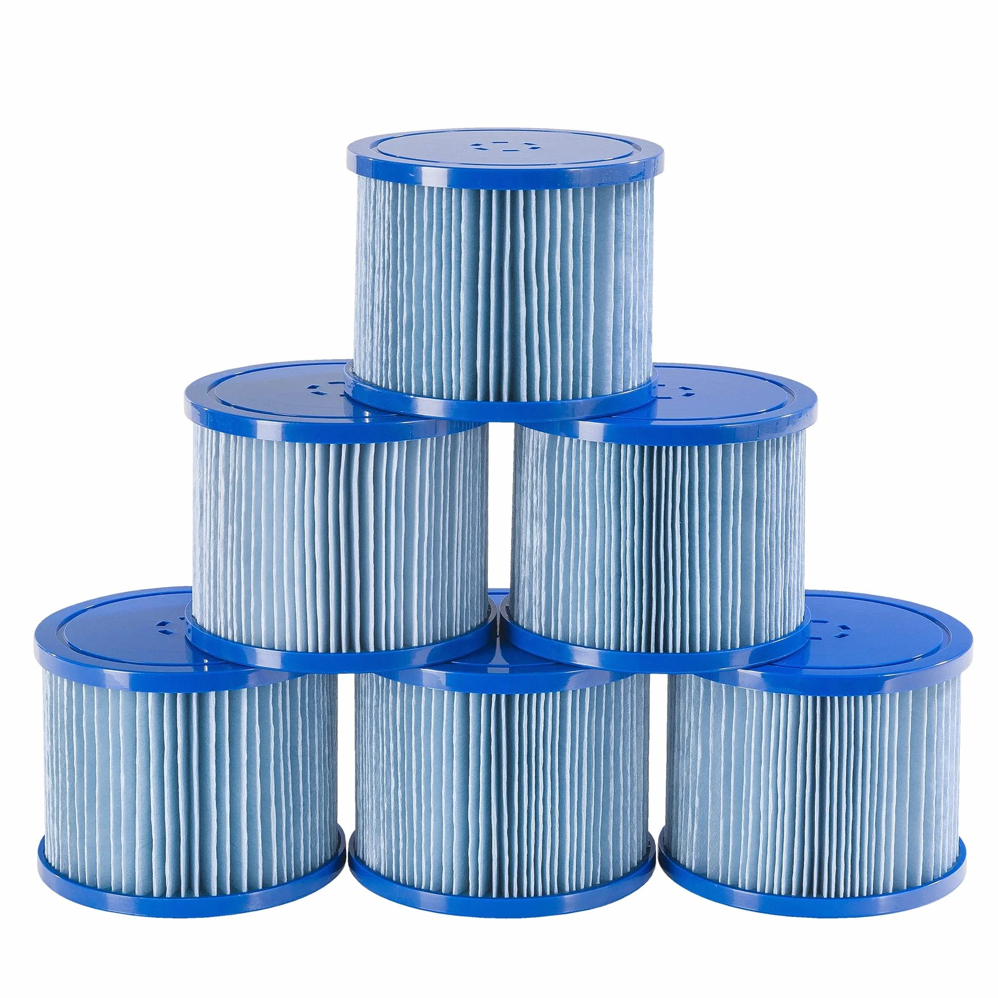 AREBOS Wkłady Flowclear | Filtr basenowy | 6X wkłady filtrujące do wanien spa z hydromasażem | Filtr antybakteryjny | Niebieski
