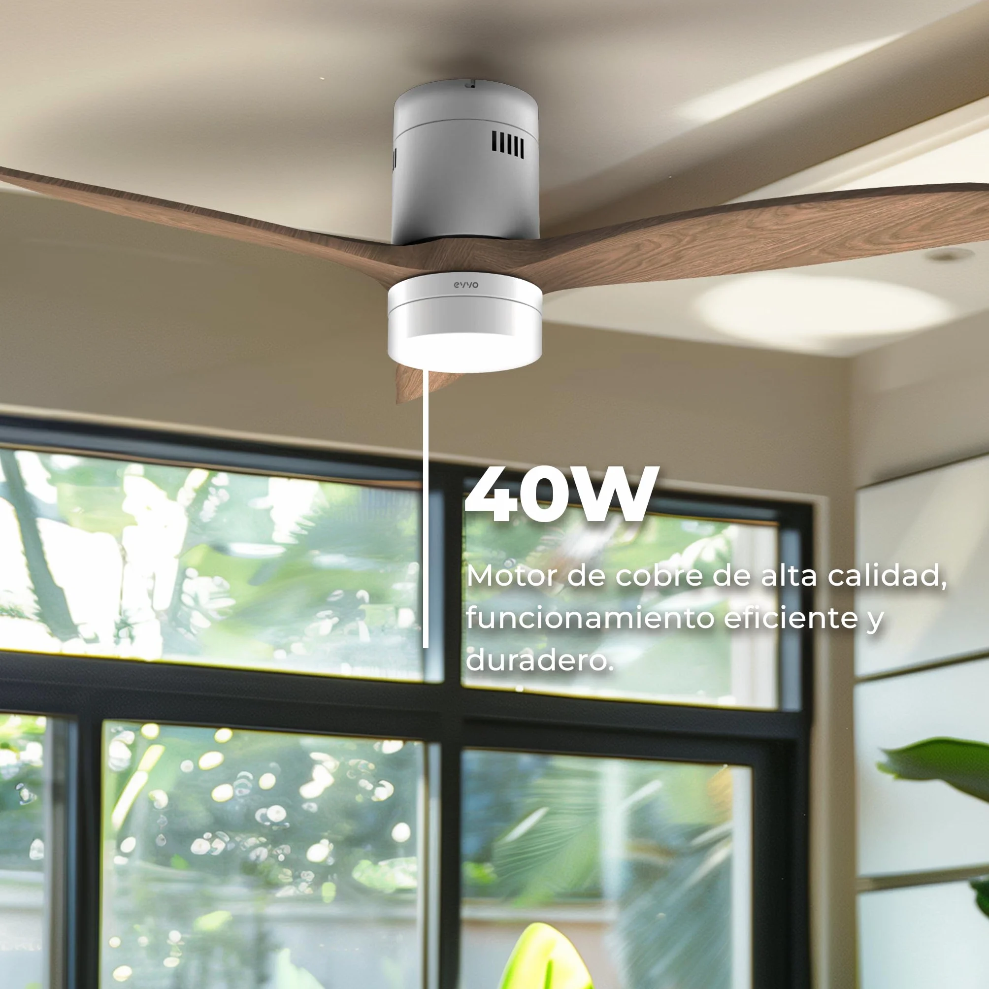 EVVO Wentylator sufitowy LED WIFI 132 cm 40 W IP44 V551