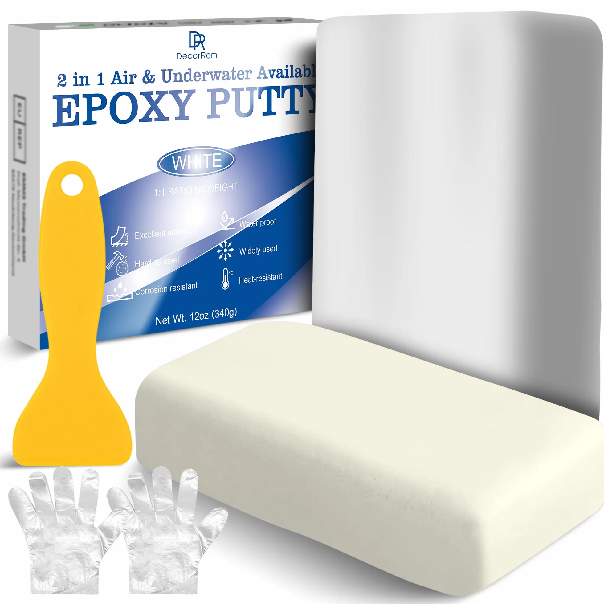 Epoksydowa naprawa dwuskładnikowa Szpachlówka 340 g - klej do metalu, plastiku, ceramiki (biała)