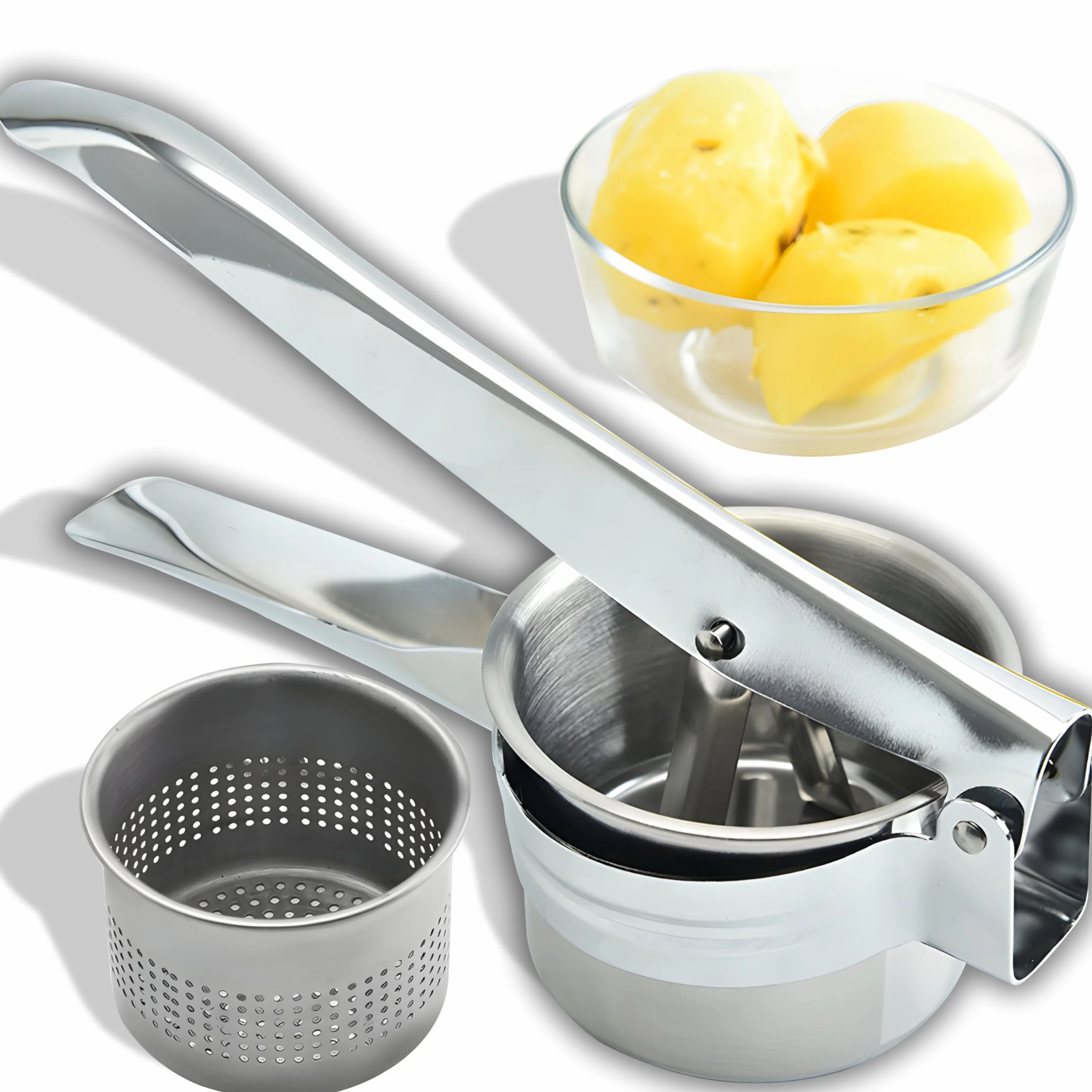 Retoo Praska do ziemniaków ze stali nierdzewnej, tłuczek do puree, wielożyłowa prasa