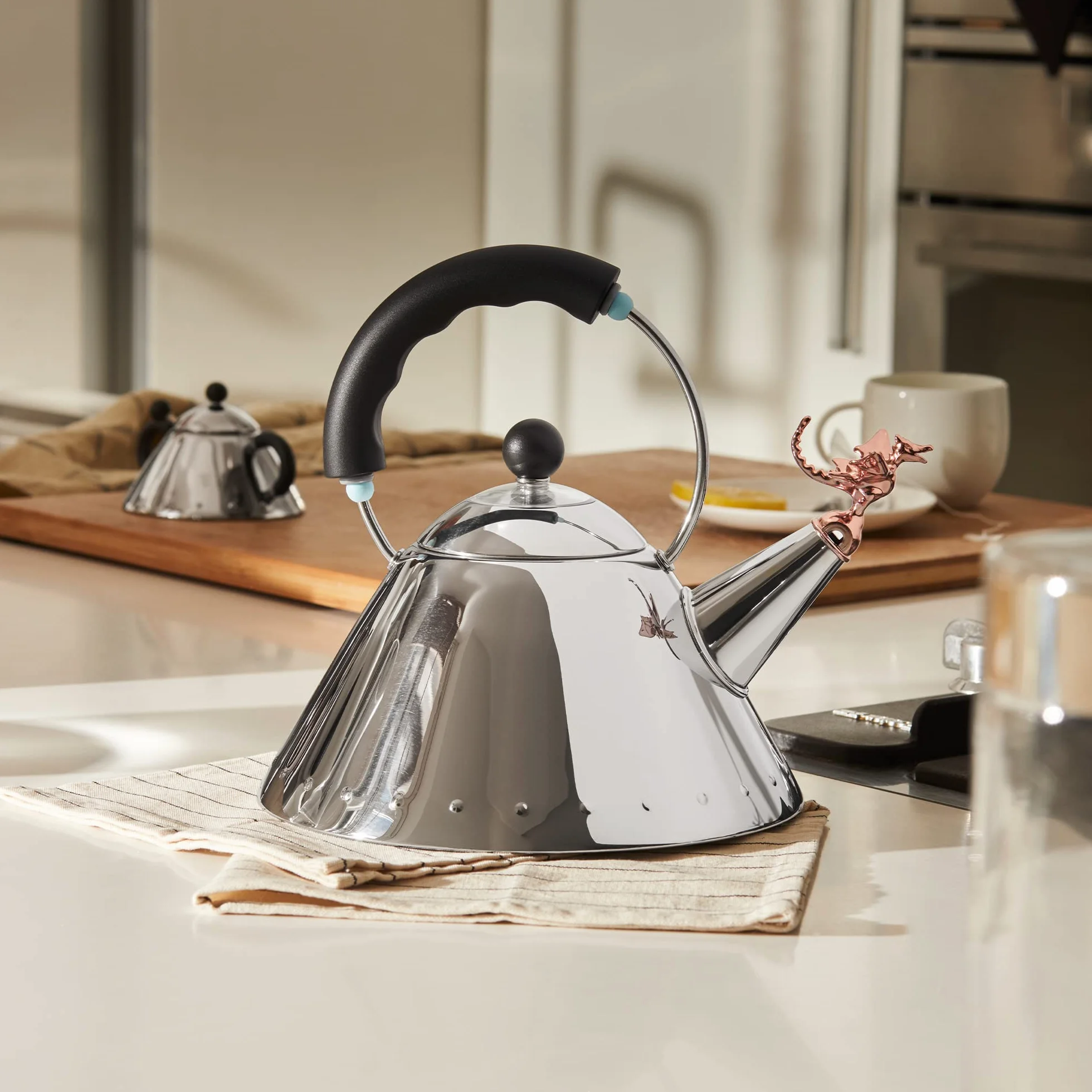 Alessi Tea Rex Design Czajnik z Uchwytem i Gwizdkiem w Kształcie Smoka, Czarny, 2 l