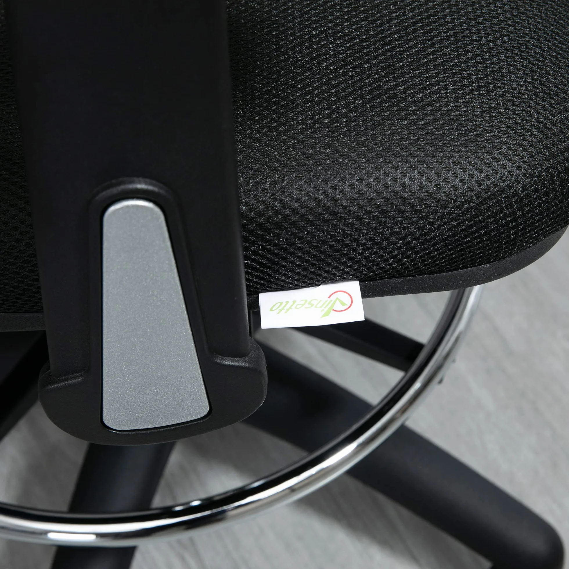 Vinsetto Krzesło biurowe, ergonomiczne krzesło kreślarskie, 95-115 cm, krzesło komputerowe z podłokietnikami, krzesło do biurka z podnóżkiem, krzesło obrotowe do biura, salonu, siatka, czarne