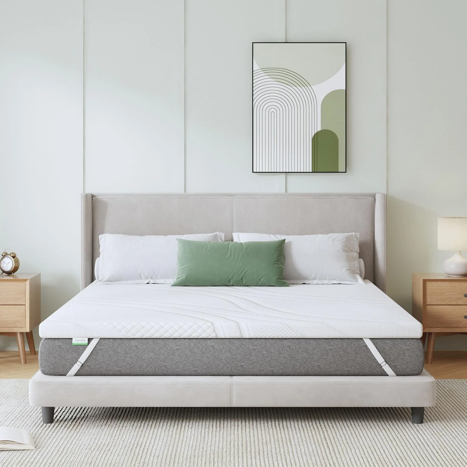Novilla Materac nawierzchniowy 80 x 200 cm, wysokość 7,5 cm, nakładka żelowa z pianki z pamięcią kształtu, nakładka na łóżko kontynentalne, do przyczepy kempingowej, sofy do spania, poszewka nadaje
