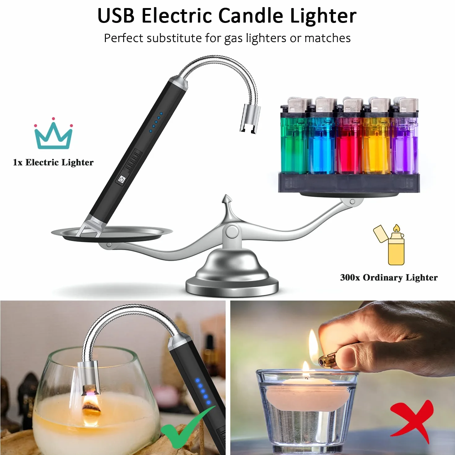 Zapalniczka łukowa, na USB, akumulatorowa, zapalniczka elektryczna, wiatroodporna, bezpłomieniowa, elektroniczna, do zapalania świec, kuchenek gazowych, kuchni (czarna)
