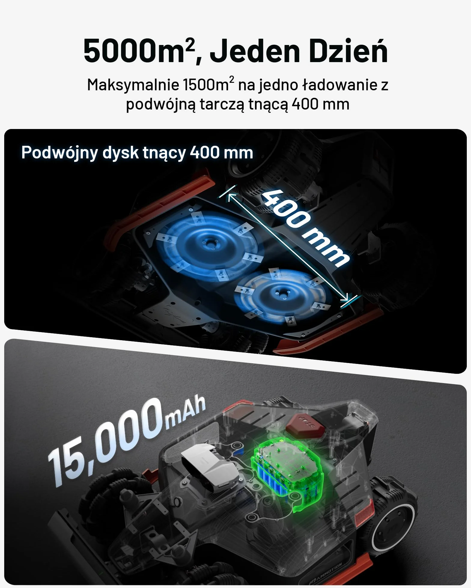 MAMMOTION LUBA 2 AWD 3000X Bezprzewodowa Kosiarka Automatyczna Zalecane 3000 m², maks.3600 m², Automatyczne Mapowanie UltraSense AI Vision i Pozycjonowanie iNavi