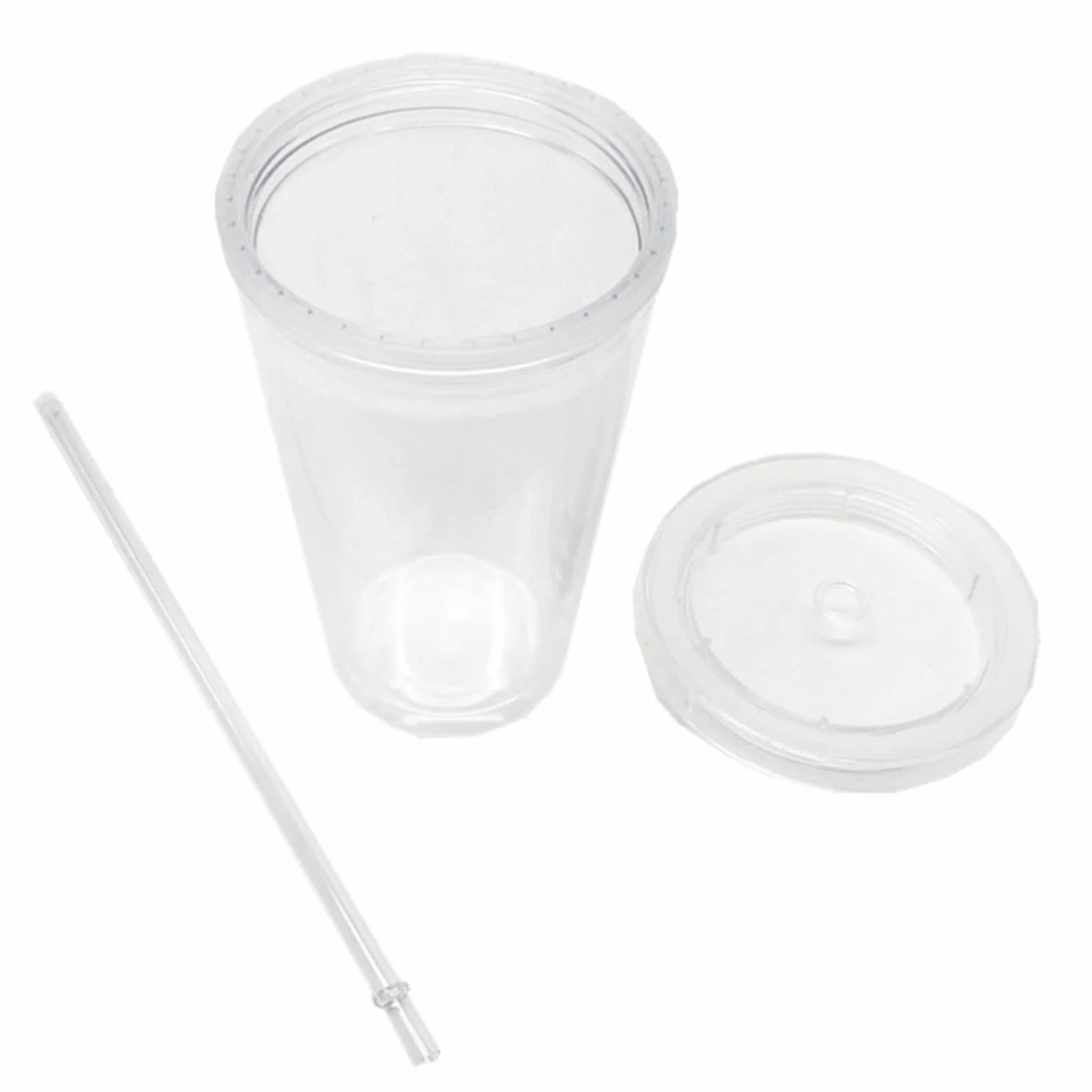 Plastikowy kubek podróżny ze słomką, dwuwarstwowy kubek z tworzywa sztucznego, szczelny kubek na sok owocowy, smoothie, kawę, kawę mrożoną (650 ml)