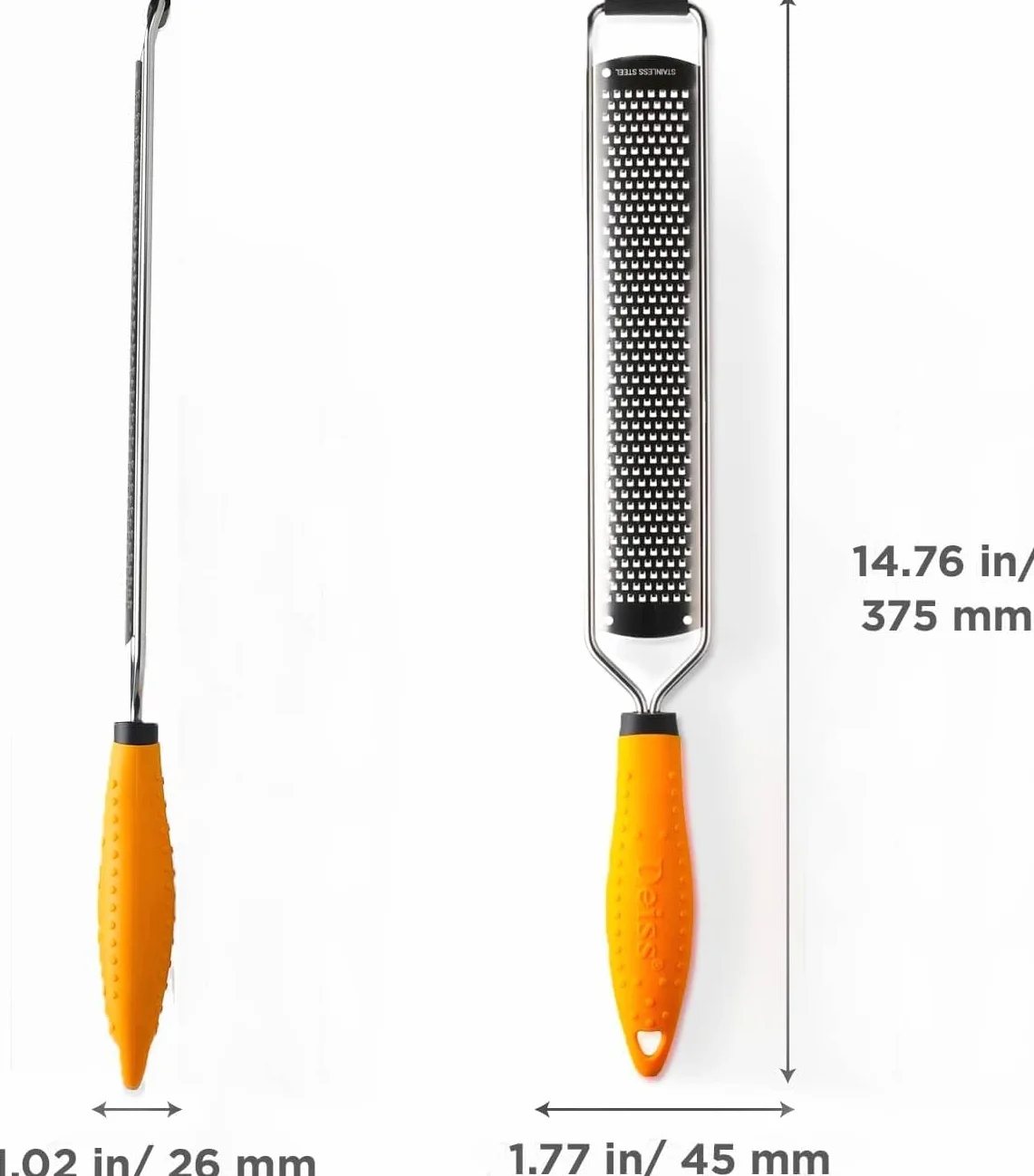 Deiss PRO Citrus Zester Tarka do sera ze stali nierdzewnej, przystosowana do mycia w zmywarce (Pomarańczowy)