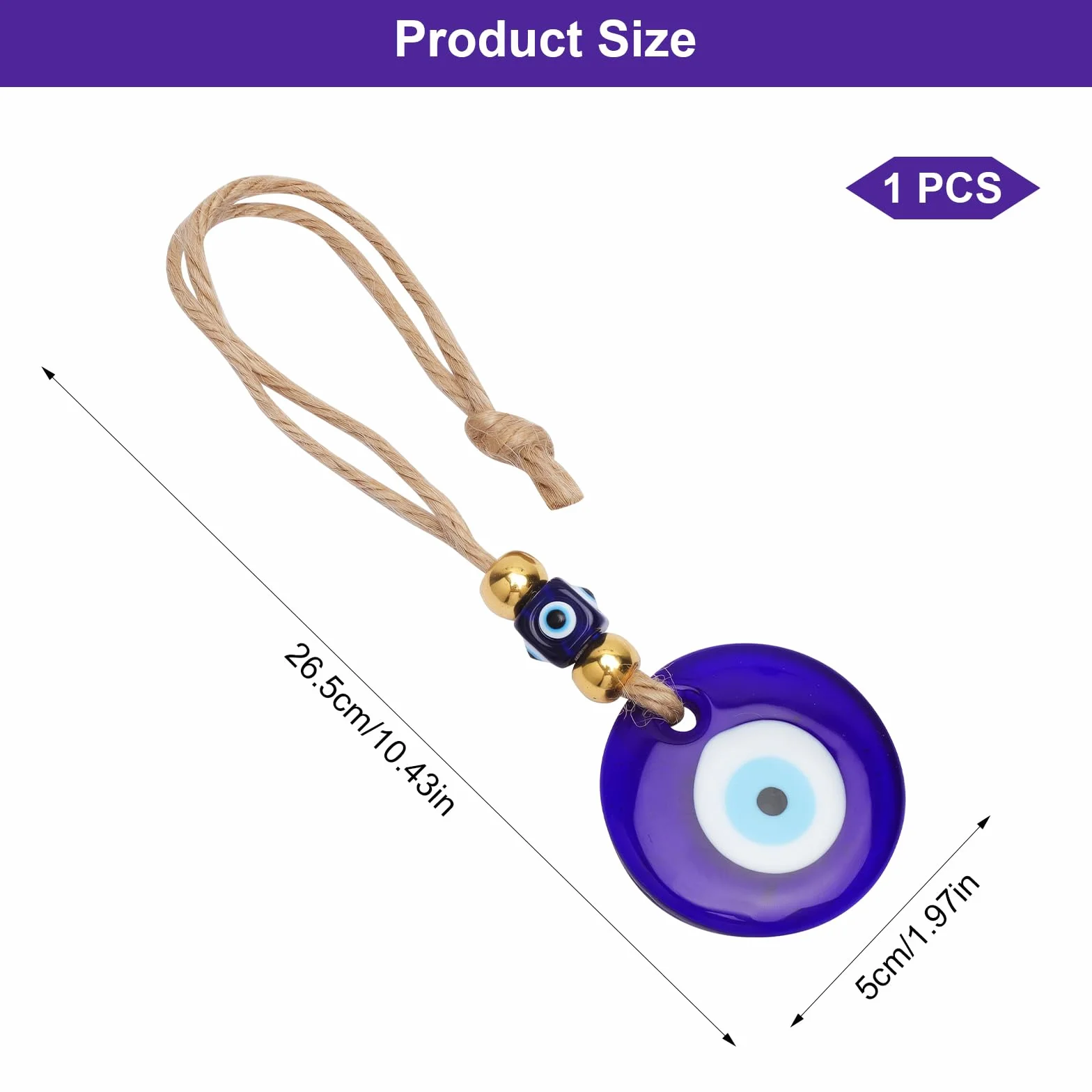 Wisiorek ze szkła z niebieskimi oczami, Nazar Boncuk tureckie oko, zawieszka Evil Decoration Eye do talizmanu, lusterko wsteczne, dekoracja mieszkania, prezent (5 cm)