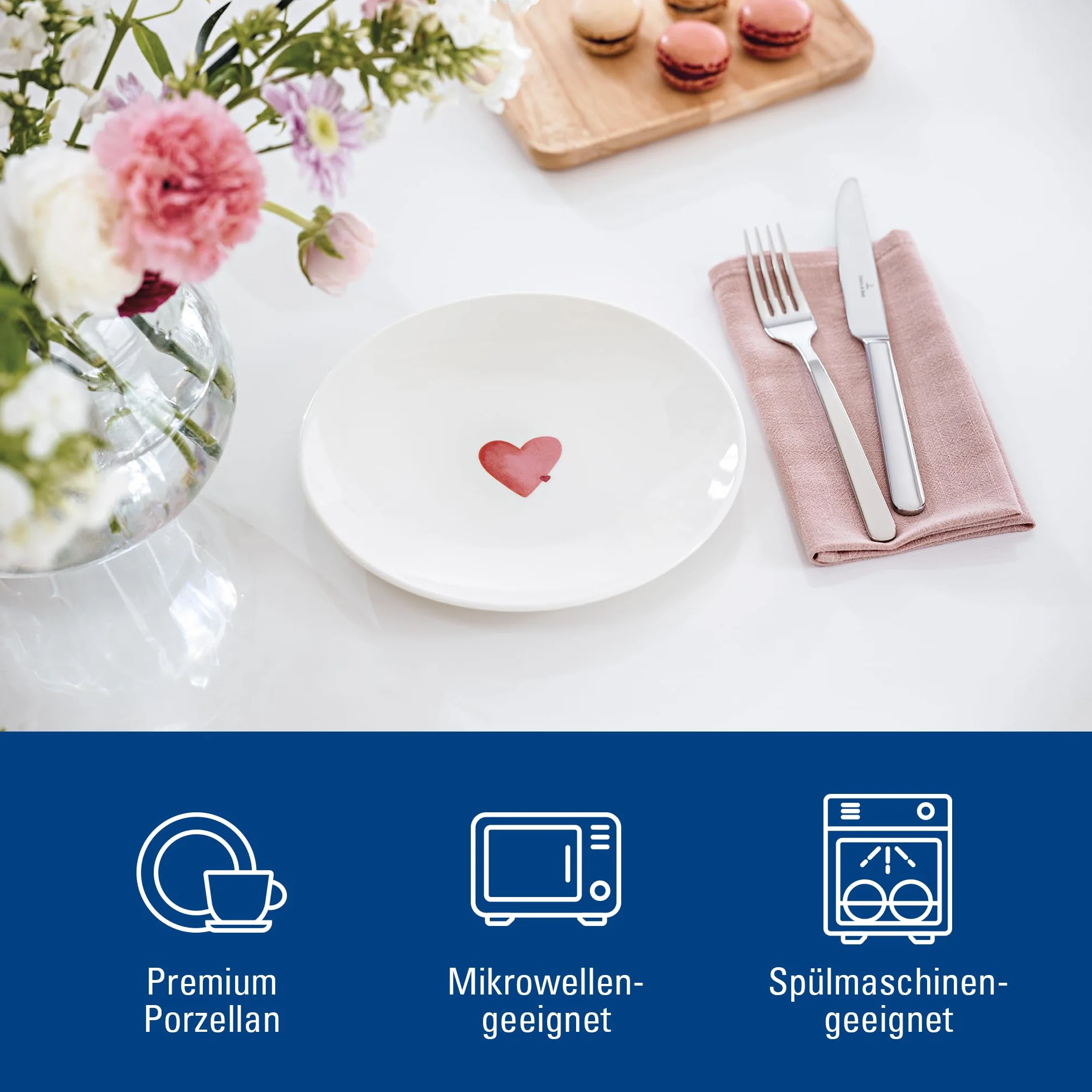 Villeroy & Boch With Love Talerz Śniadaniowy Sending Love Porcelana Mały Talerz do Mikrofalówki i Zmywarki
