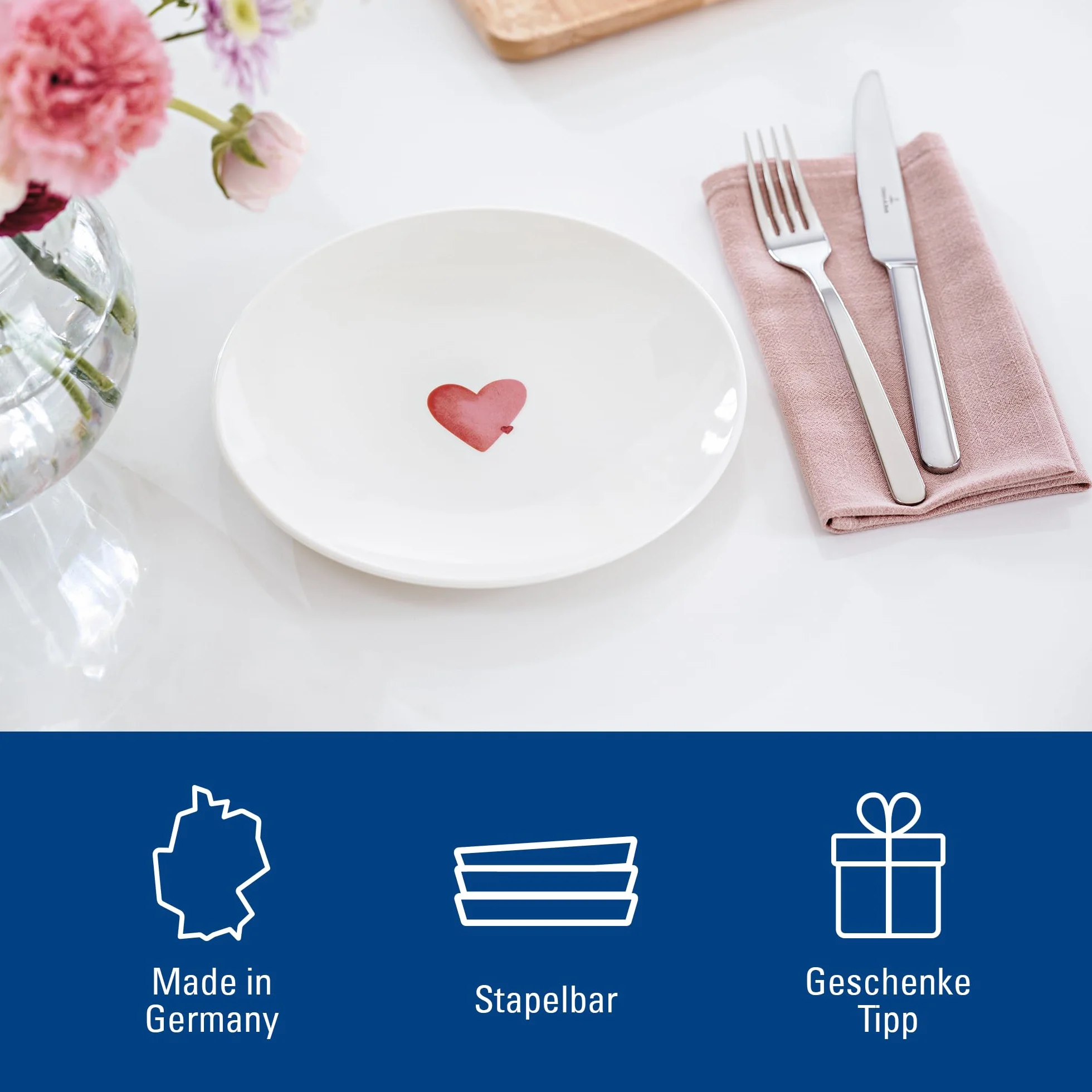 Villeroy & Boch With Love Talerz Śniadaniowy Sending Love Porcelana Mały Talerz do Mikrofalówki i Zmywarki