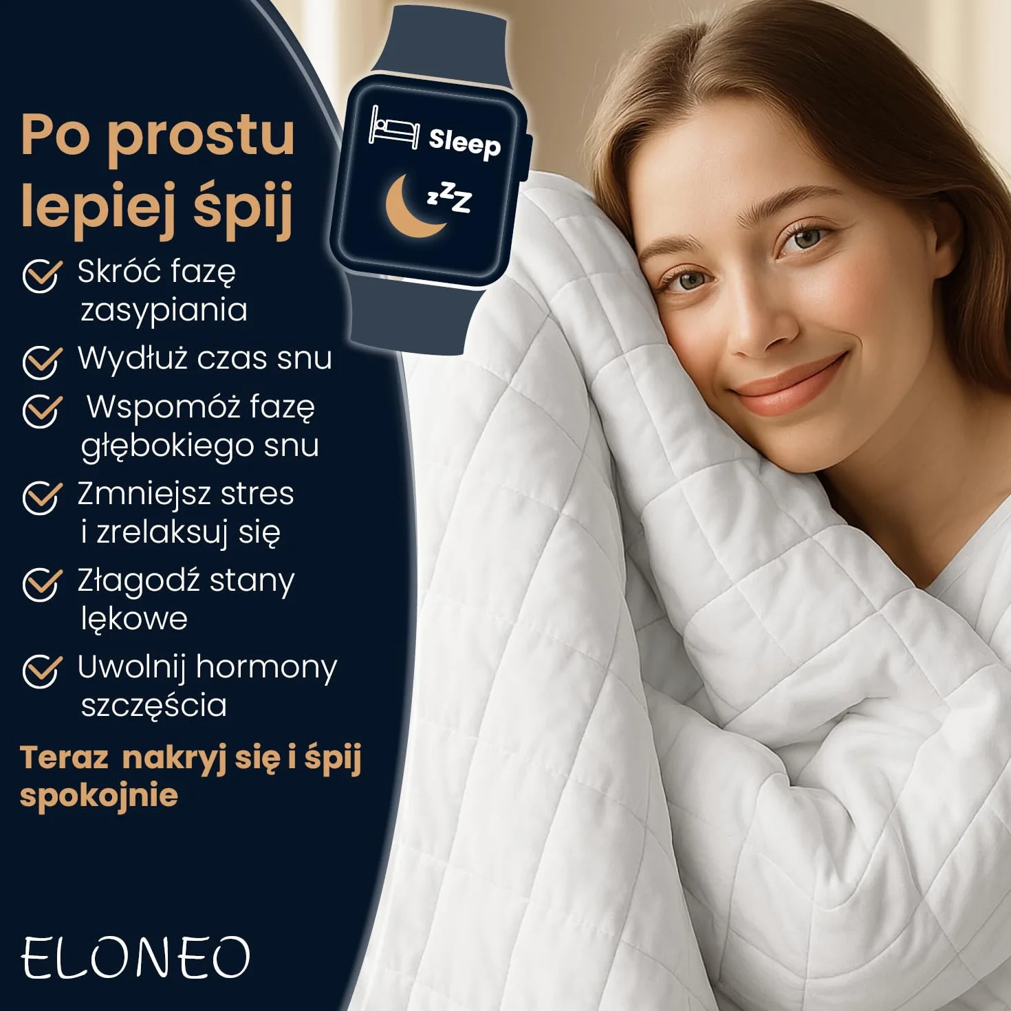 ELONEO koc obciążeniowy 200x200 cm o wadze 11 kg, z certyfikatami TÜV i Oeko-Tex, weighted blanket z 100% bawełny, koc relaksacyjny i terapeutyczny przeciw stresowi, ciężki koc do spania