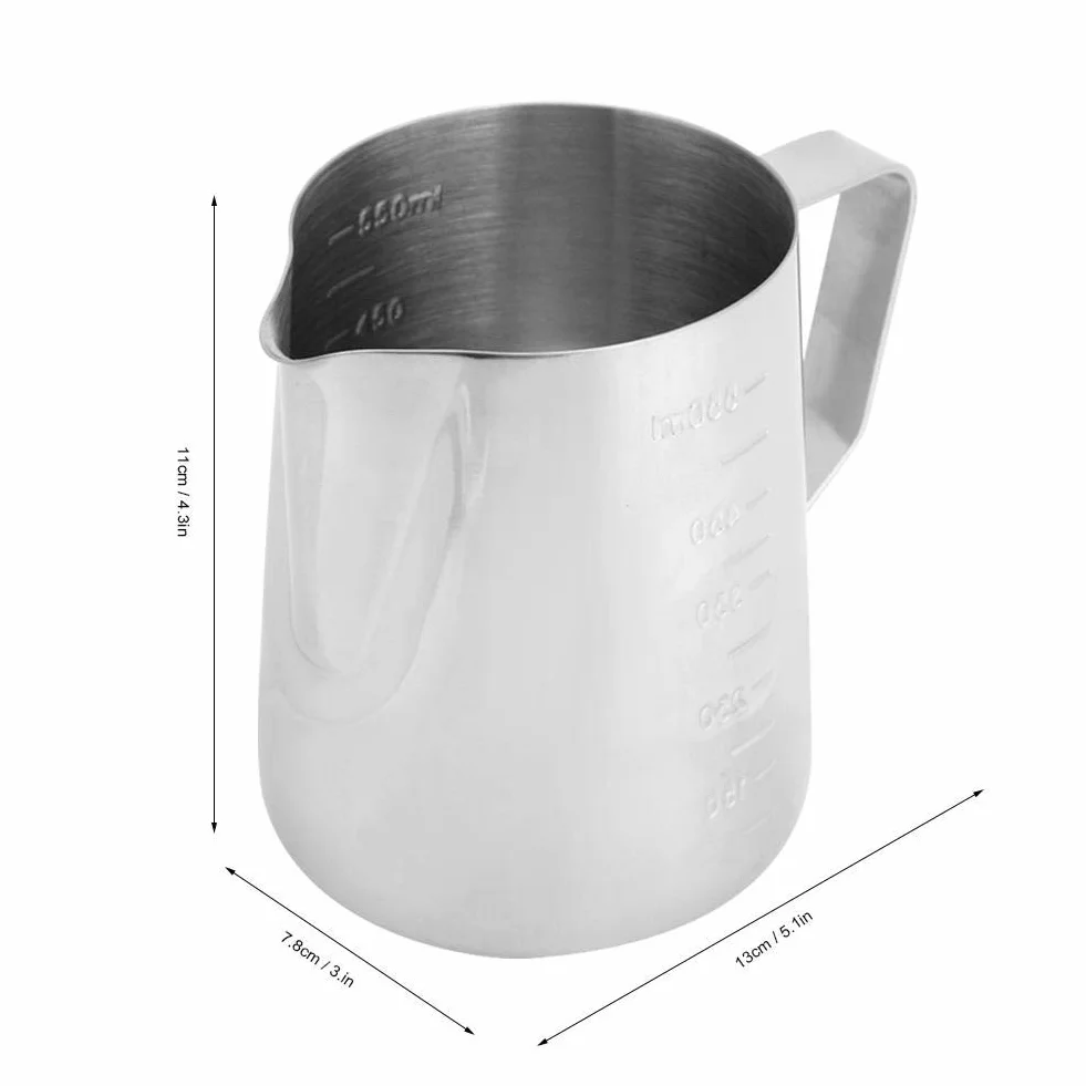 Dzbanek do spieniania mleka, dzbanek do spieniania mleka 350 ml / 550 ml ze stali nierdzewnej, miarka do baristy, cappuccino, espresso. (550 ml)