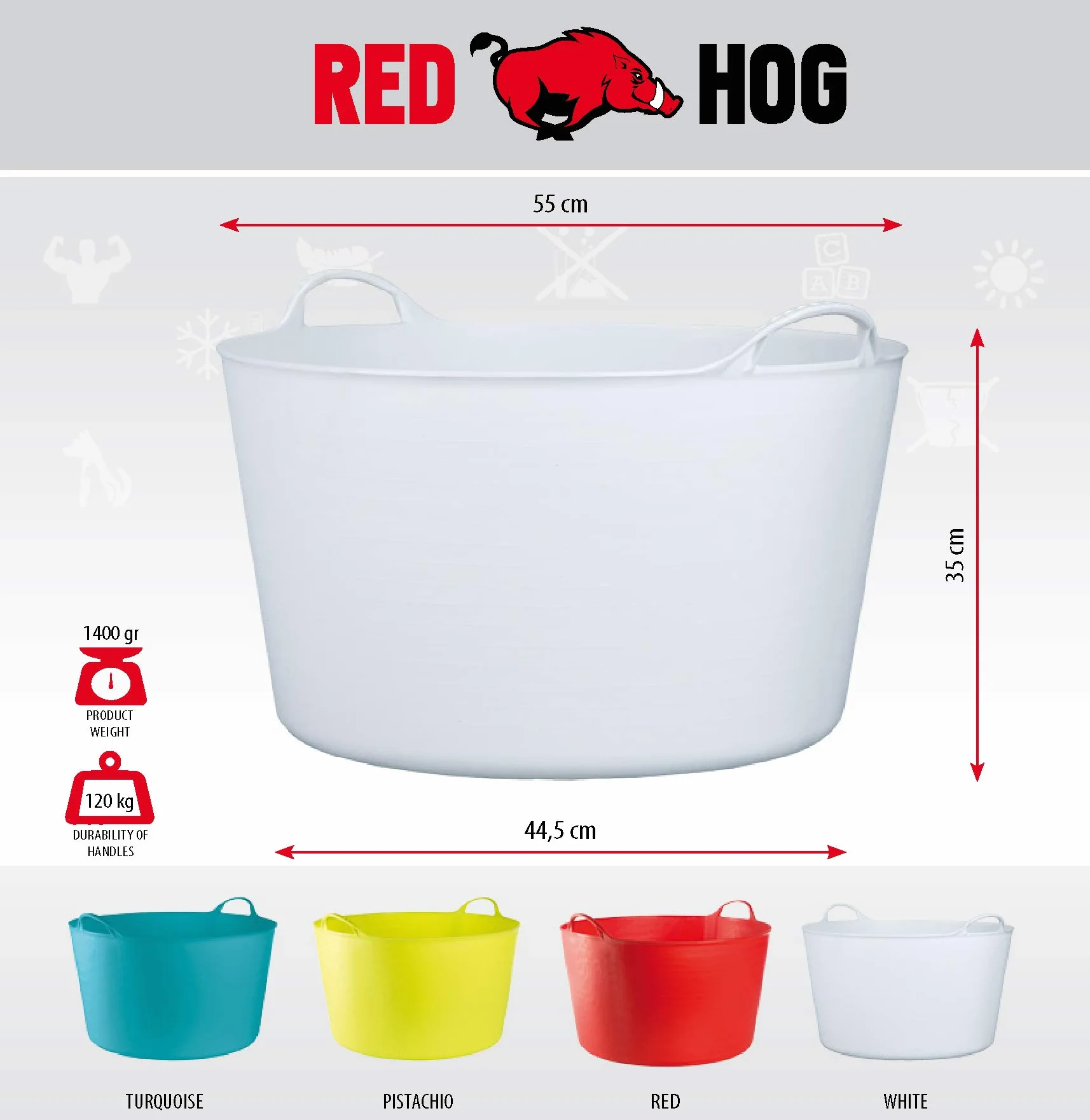 Flexi Container pojemnik do domu, ogrodu, budynku, super mocny, wielofunkcyjny, uchwyty, trwałość: 120 kg (fuksja, 55 l)