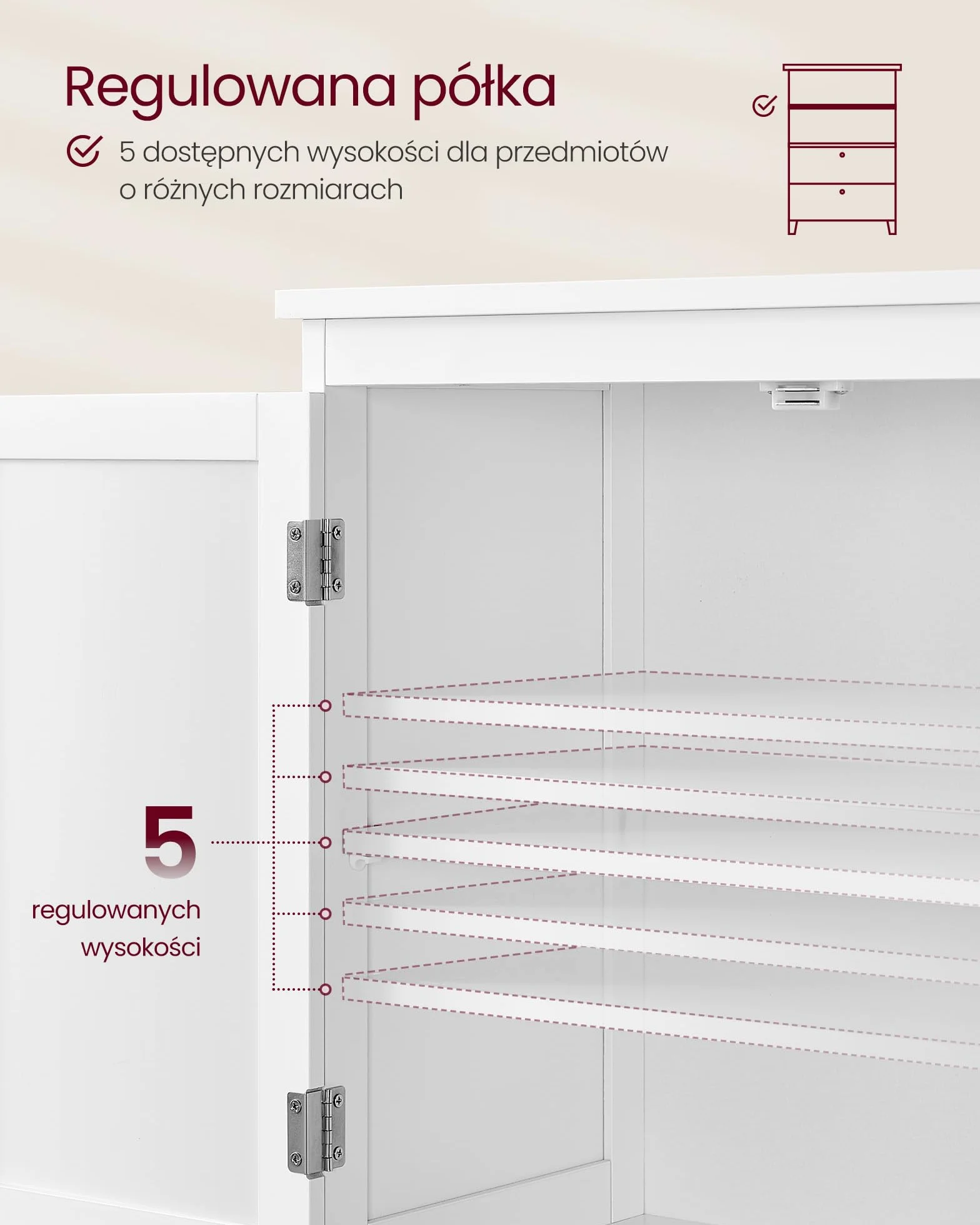 VASAGLE Szafka łazienkowa, szafka do przechowywania w łazience, wolnostojąca szafka z 2 szufladami i 2 drzwiami, regulowana półka, 30 x 60 x 110 cm, biały BBC551P31