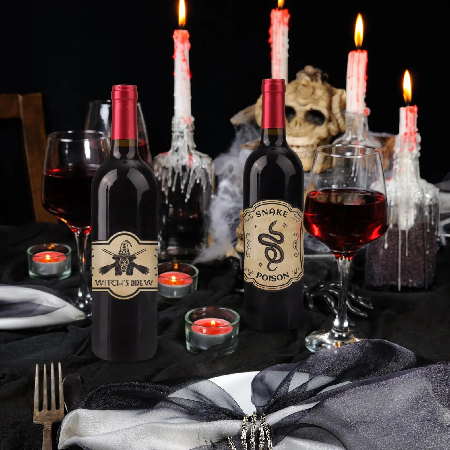 Etykiety na Butelki Wina Halloween 36szt 9 Stylów Vintage Naklejki