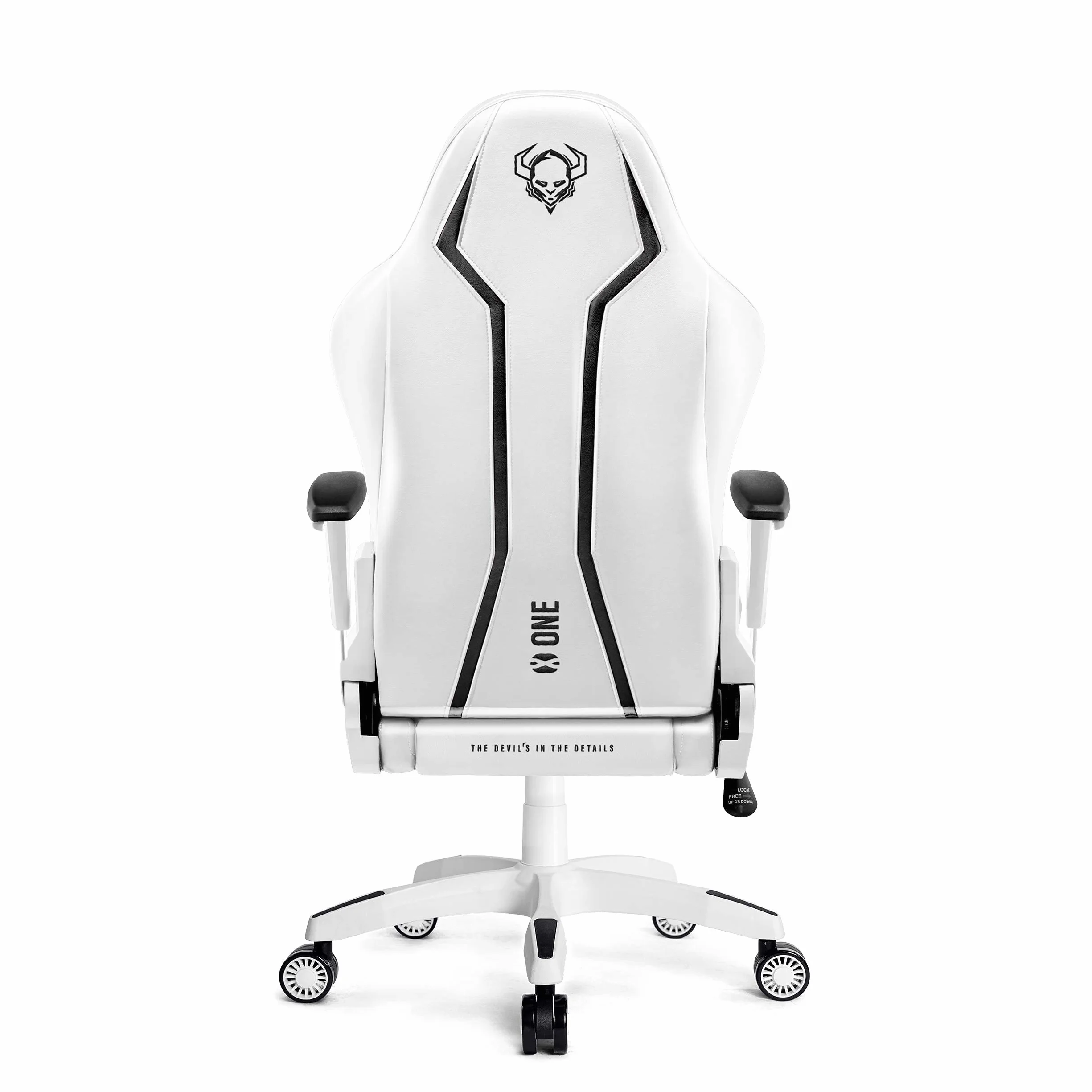Diablo X-One 2.0 Fotel Gamingowy Krzesło Biurowe Dla Gracza Obrotowy Regulowane Podłokietniki Ekoskóra Ergonomiczny Design Funkcja Bujania Poduszka Pod Kark i Lędźwie (Biało-czarny, Normal)