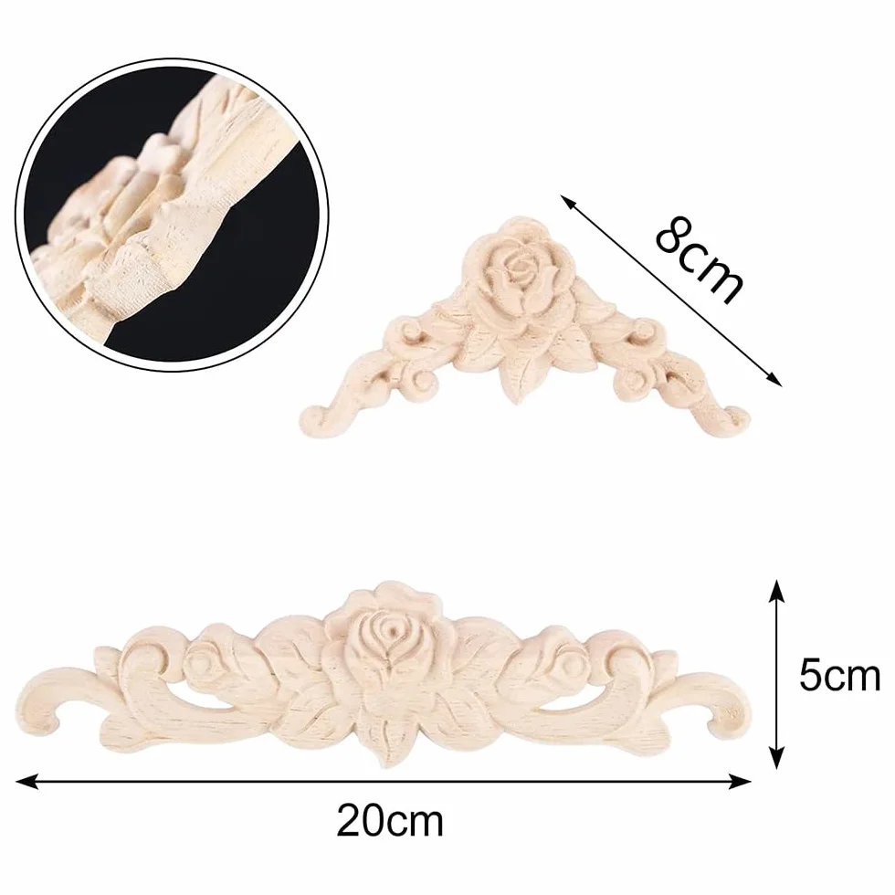 TABL 10 Pcs Carved Wall Decor Carved Applique Decorative for Furniture Door Cabinet Bed Decorations
