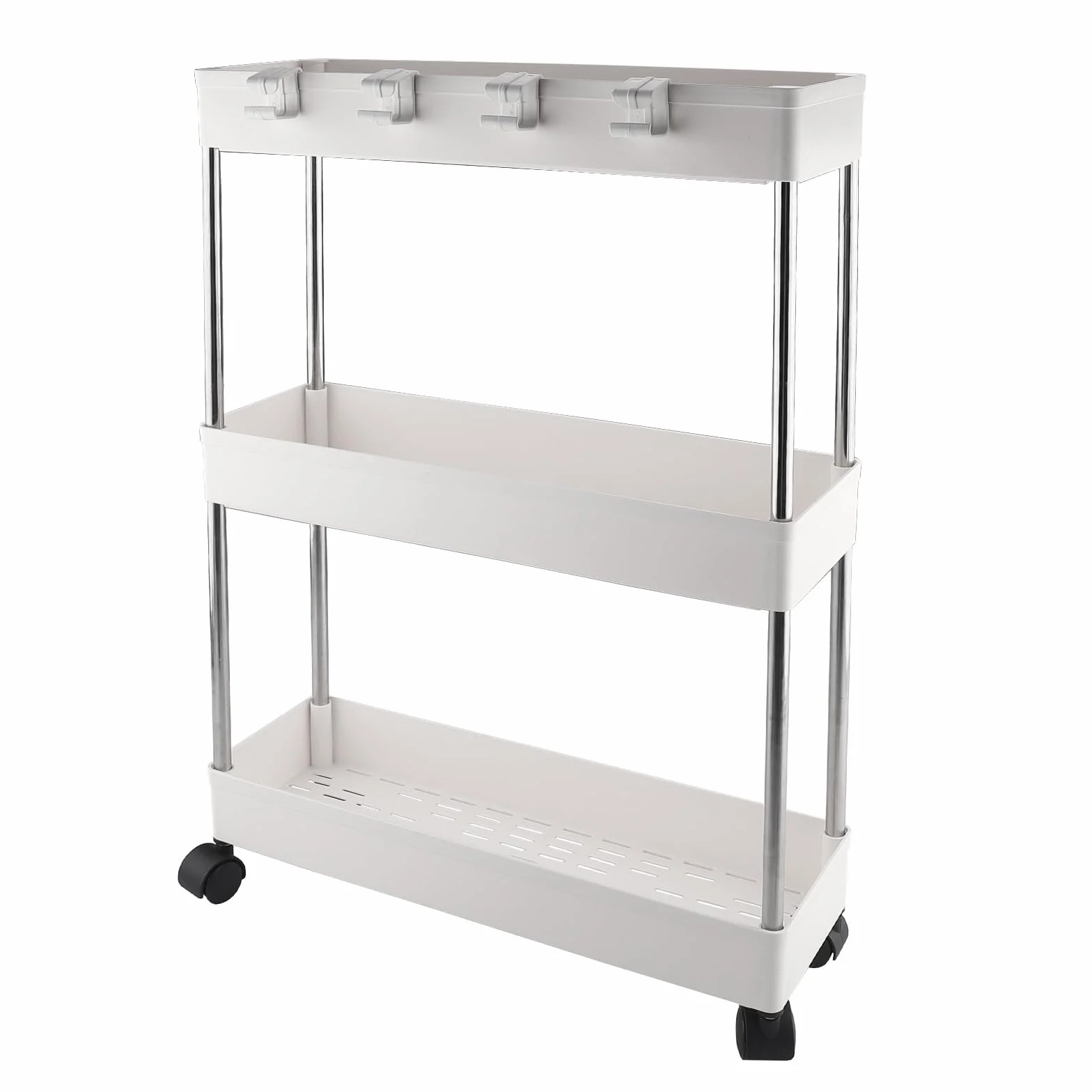 Wózek z 3 poziomami, metalowy wózek kuchenny, wózek do przechowywania, regał kuchenny z obrotowymi kółkami o 360°, do łazienki, kuchni, biura, salonu
