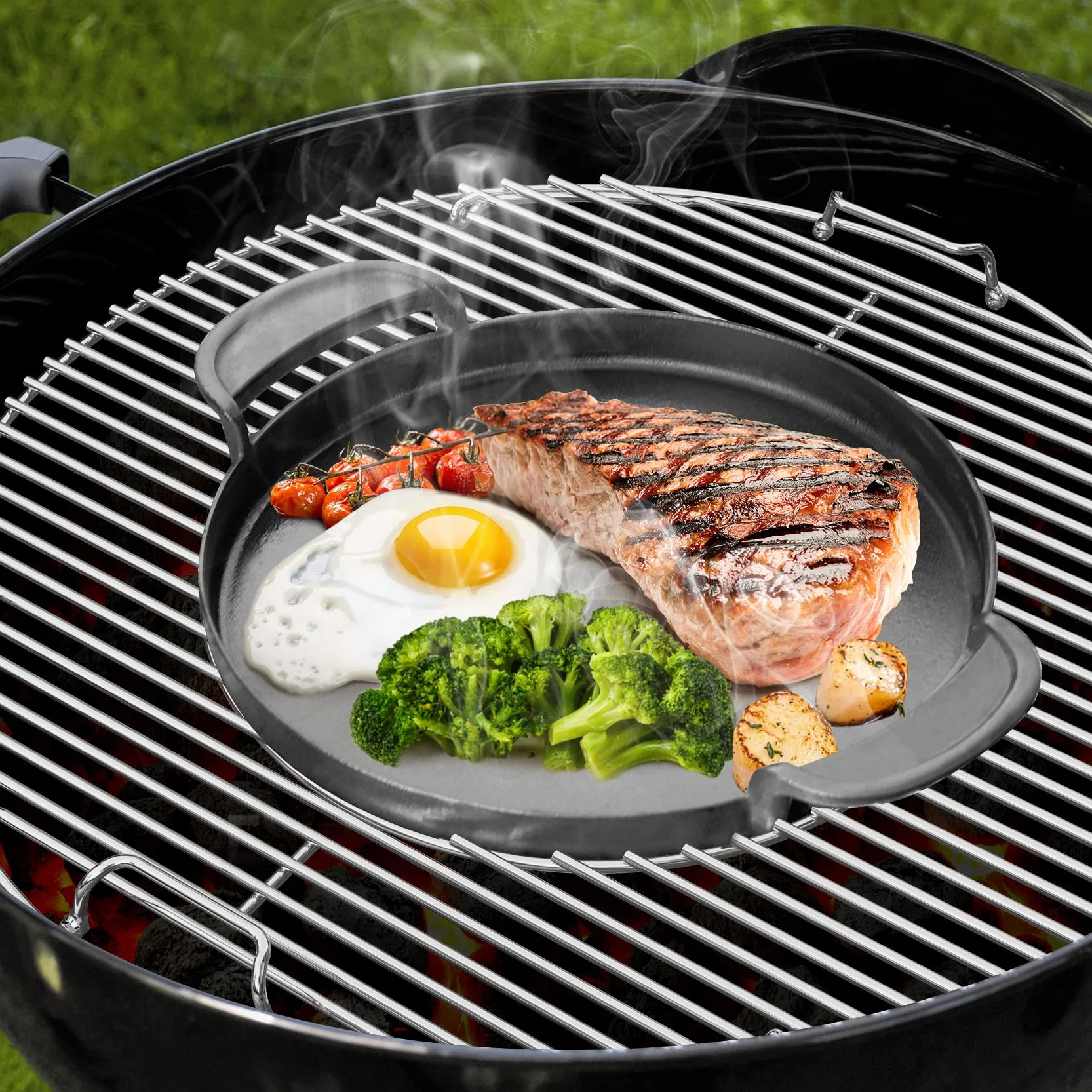 Onlyfire ruszt do grillowania ze stali nierdzewnej, Ø 54,6 cm, dwustronny otwór