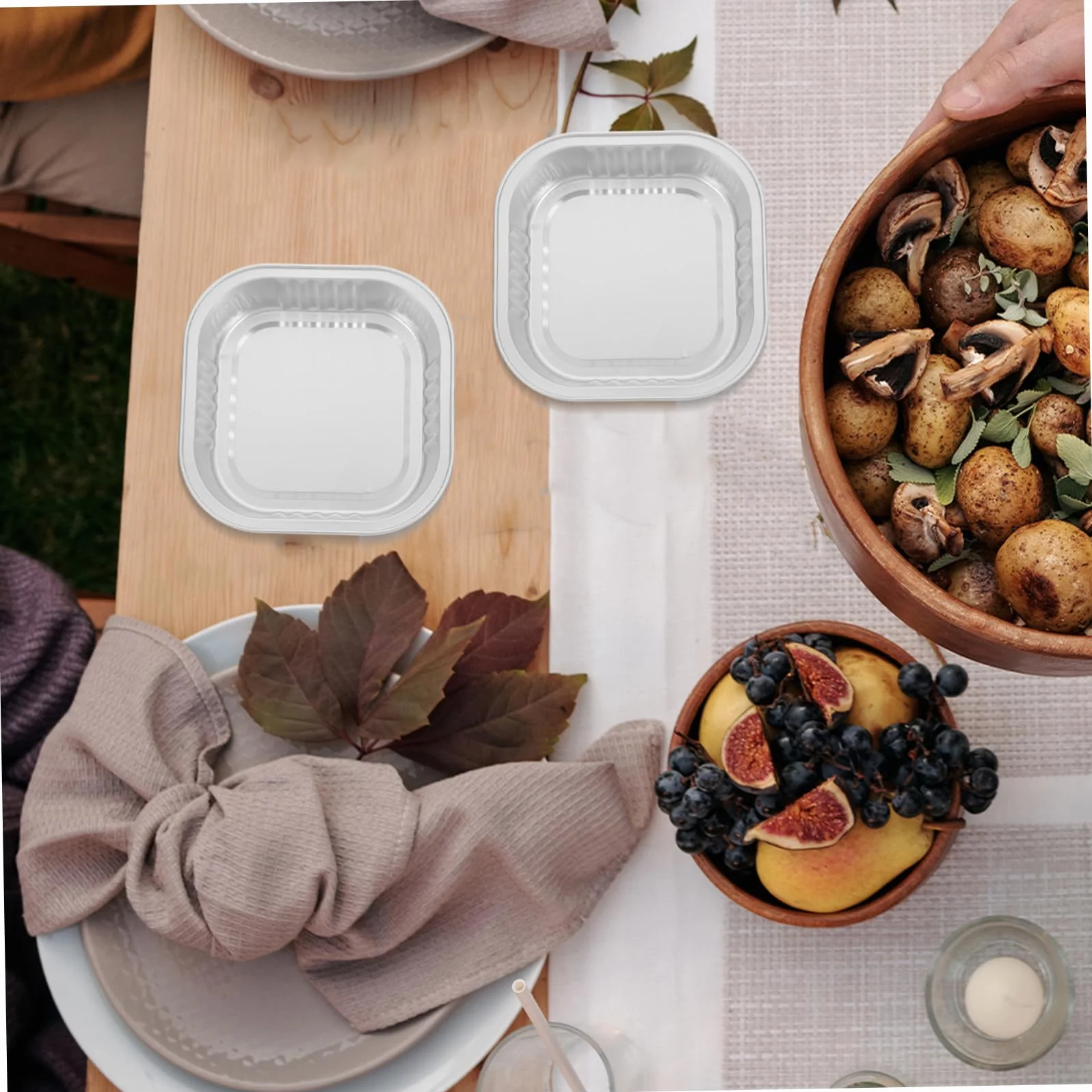 Healifty 20kawałki Sztuk Aluminiowych Pojemników Do Pieczenia Wielokrotnego Użytku Tace Foliowe Do Grillowania Odporne Wysoką Temperaturę Piekarnika i Stół Parowy