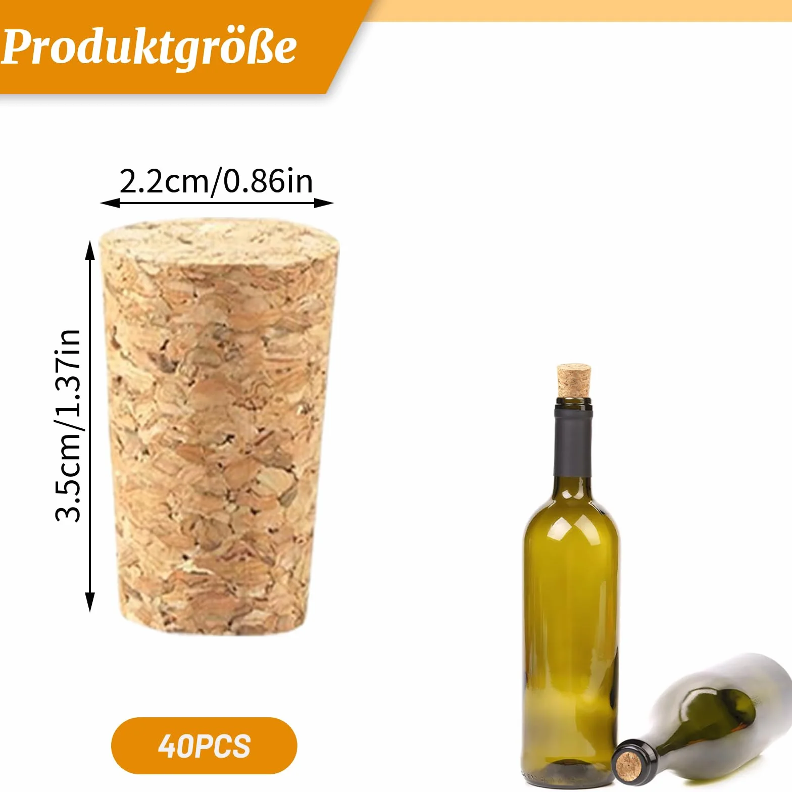 MAEXUS 40 sztuk korków naturalnych stożkowych do wina wielokrotnego użytku