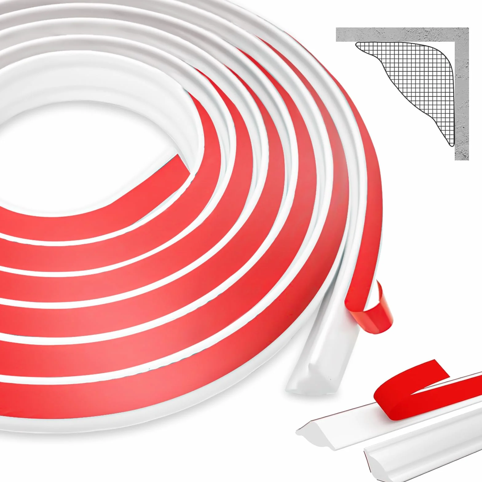 3M Elastyczne, samoprzylepne listwy sufitowe, 19 mm x 13 mm, trójkąt z termoplastycznego elastomeru, dla krawędzi ścian i blat kuchennych