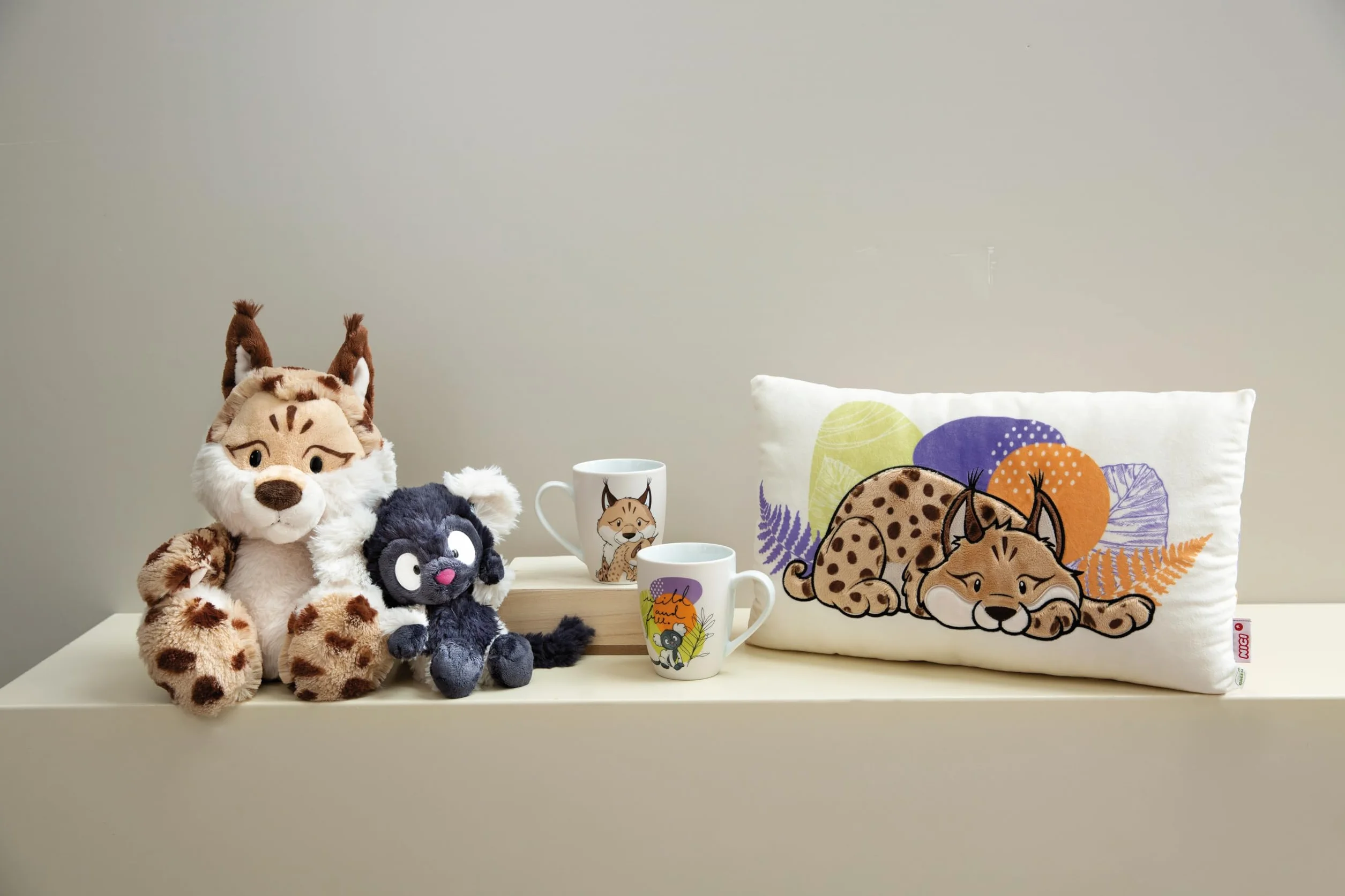 Porcelanowy kubek Ryś & małpka Lemur 310 ml 8x10 cm z banderolą beżowy