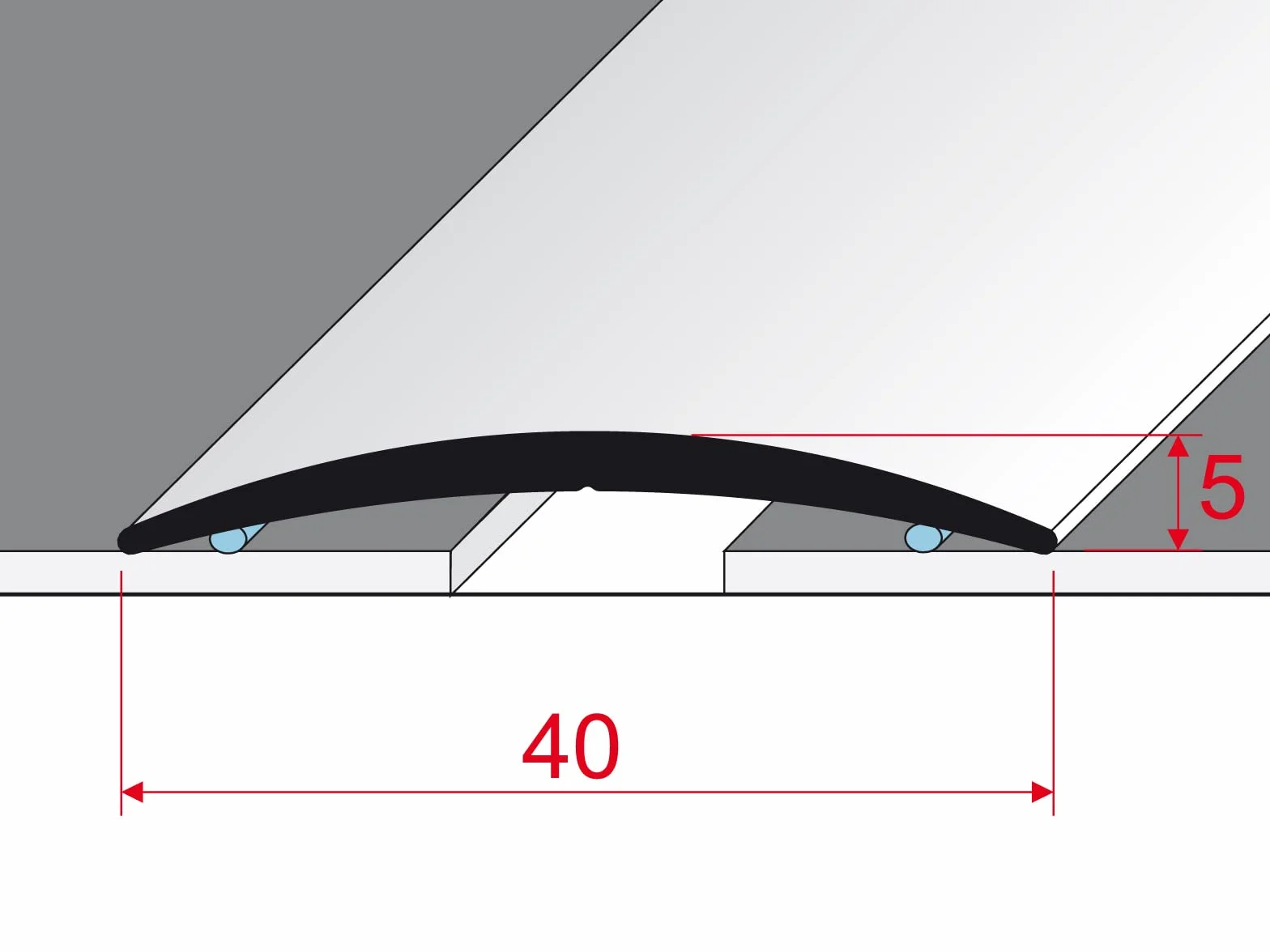Effector | Aluminiowy profil przejściowy wygięty | Listwa przejściowa 40 x 5 x 930 mm | Listwa progowa do drzwi | Profil aluminiowy | Profil wyrównujący ZŁOTY anodowany | Listwa przejściowa do przykręcenia 1 szt.