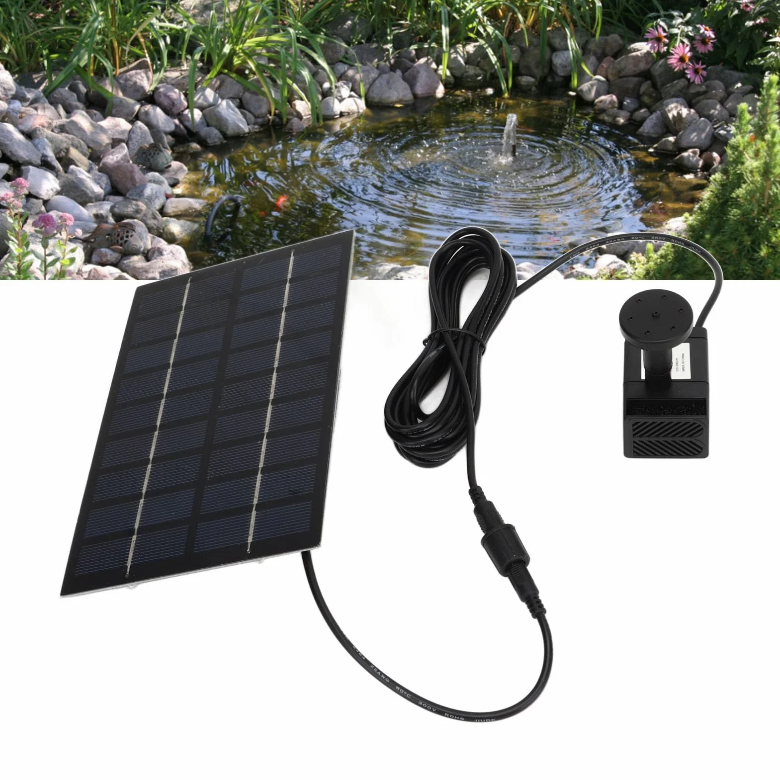 Fontanna Solarna, Zewnętrzna Solarna Pompa Wodna 1,8 W, łatwa W Montażu Fontanna Solarna z Panelem, 4 Dyszami i siatką filtracyjną zapobiegającą Zatykaniu do Kąpieli Ptaków, Stawów