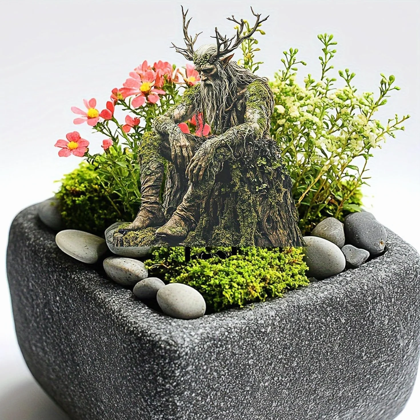 Fairy Garden Stakes Płaski wystrój, Elf Garden Stakes Akrylowa doniczka 2D Kołek Ogród Wstawka Wróżka Akcesoria Ogrodowe Drzewo Mężczyzna Elf Statua Ozdoby do Roślin Doniczkowych Yard Trawnik