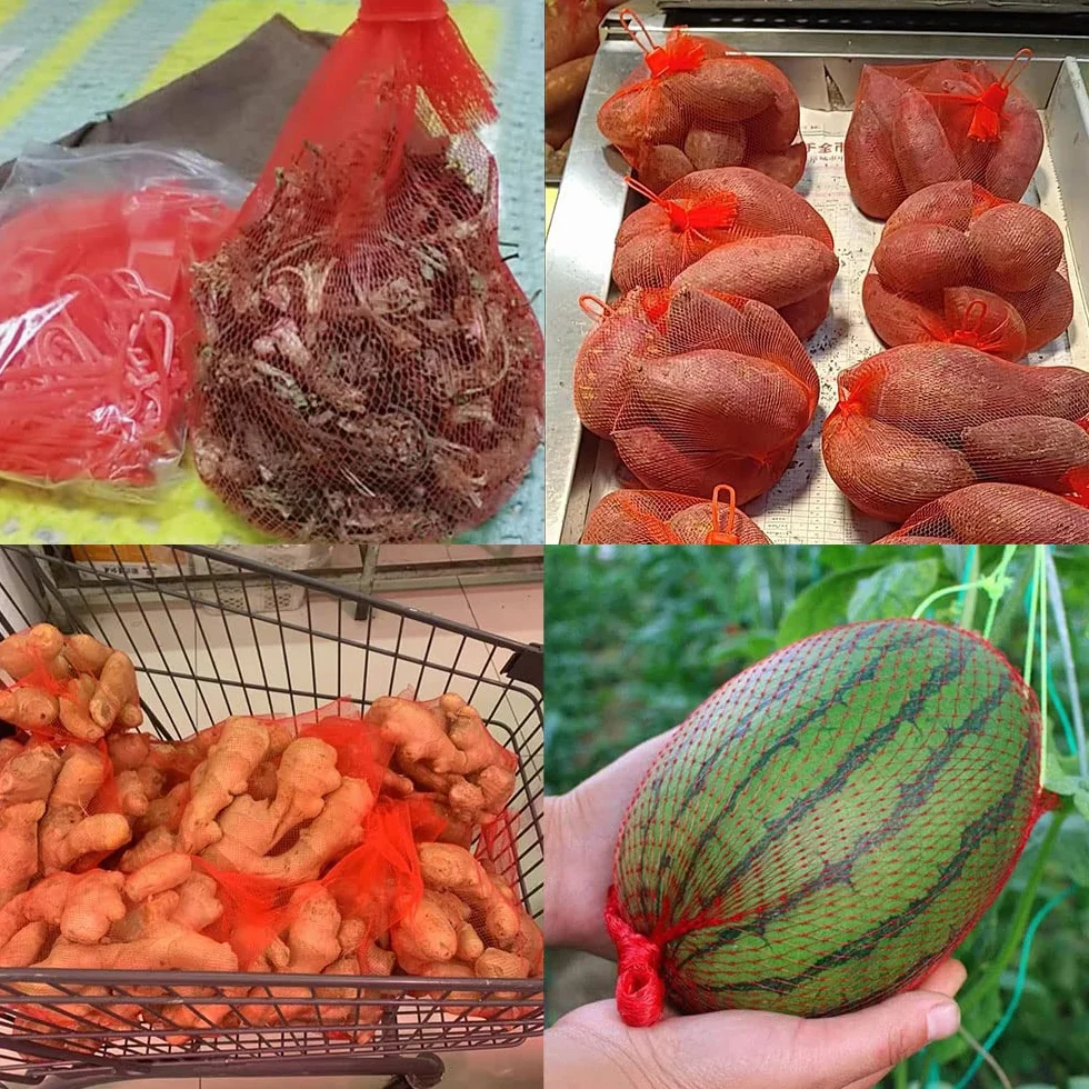 Worki siatkowe wielokrotnego użytku 100 sztuk - siatki na owoce, warzywa, jajka, arbuz, czerwone