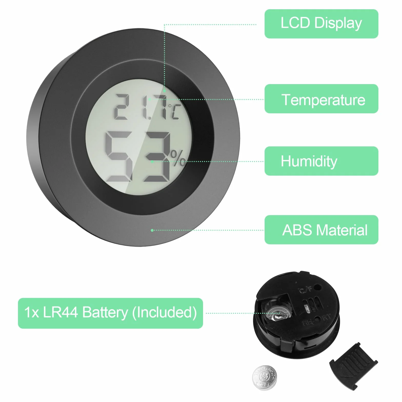 Gvolatee 6-Pak Cyfrowy Higrometr Lcd, termometr cyfrowy LCD