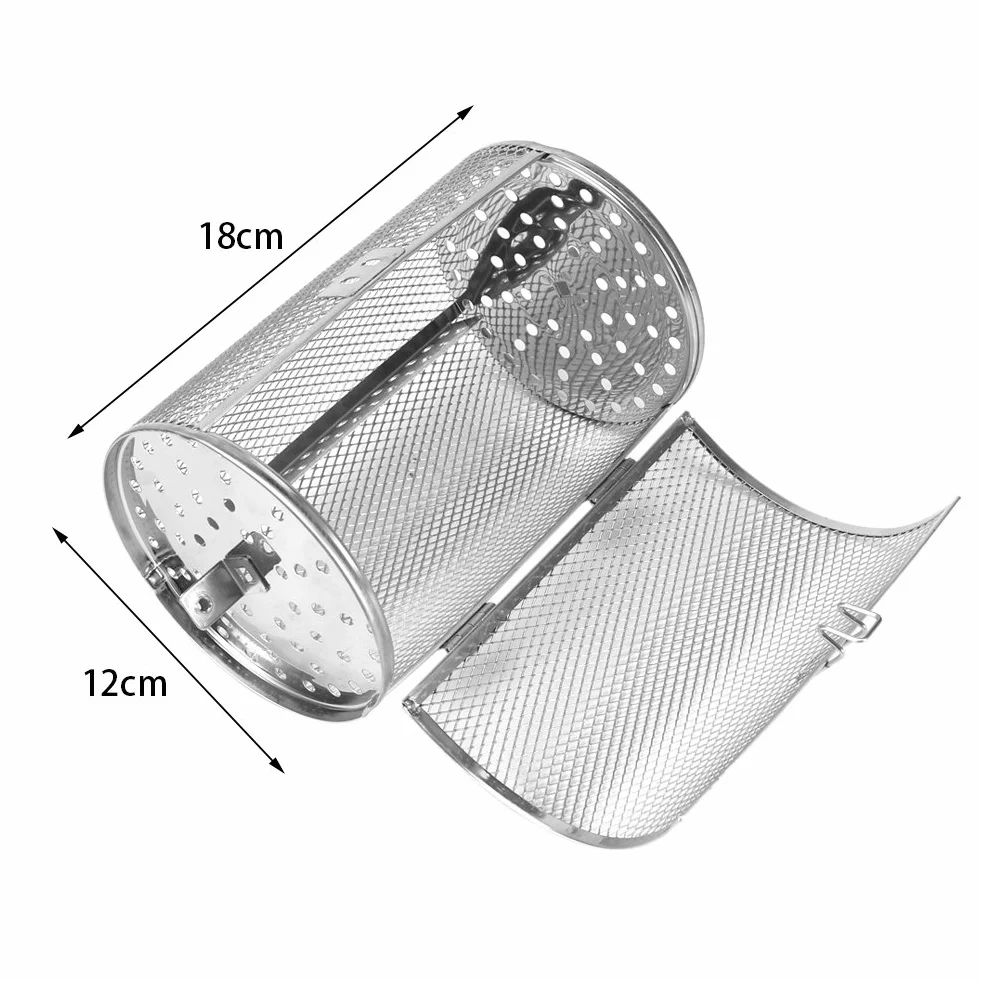 Stal szlachetna Barbecue Shop naczynia do pieczenia Rotisserie kosz do kuchni domowej ziarna kawy grill bębenek do pieczenia nakrętka do pieczenia pieca kosz orzecha ziemnego 12 x 18 cm