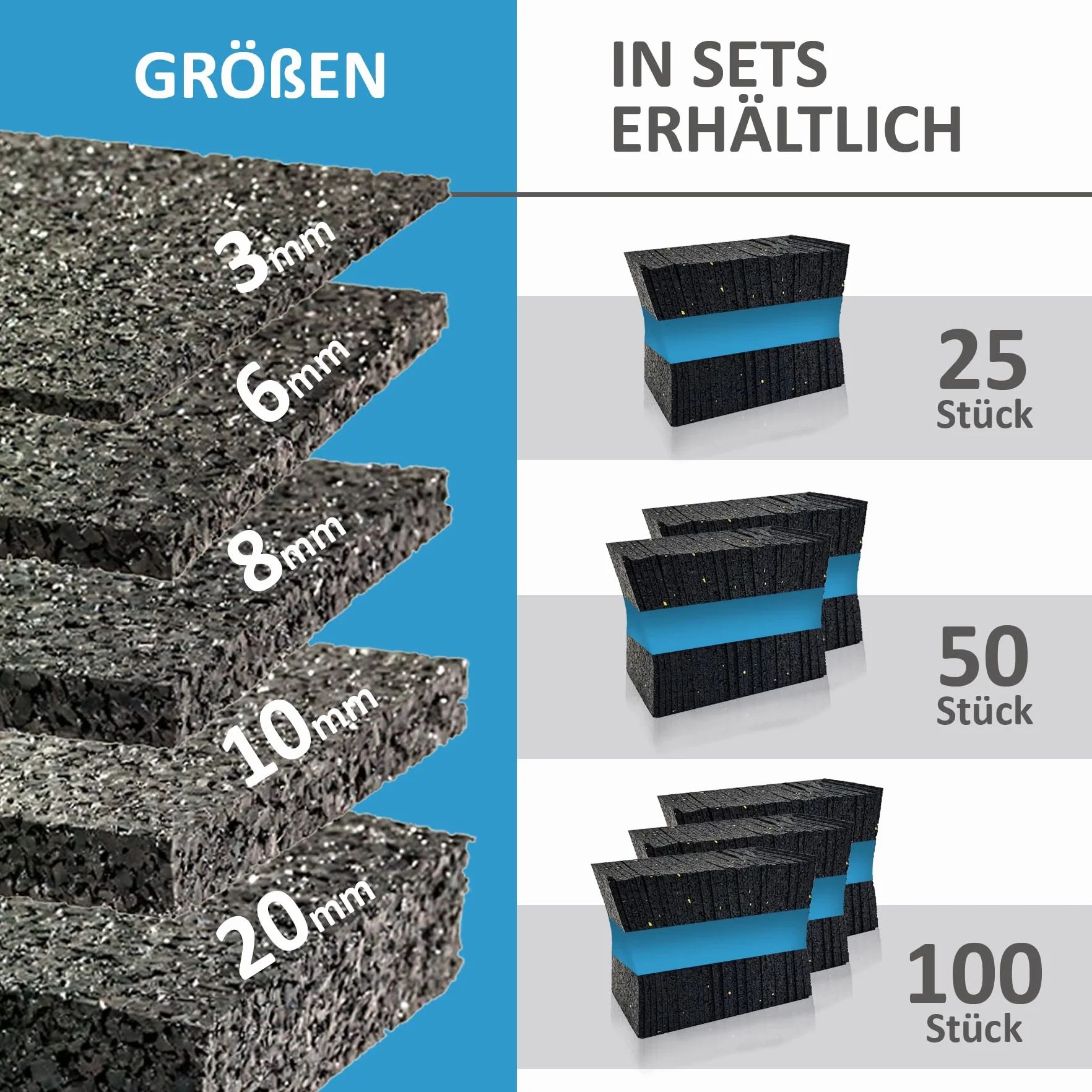 Płyty tarasowe 90 x 90 x 3 mm, 6 mm, 8 mm, 10 mm, 20 mm Wybierz rezystancję i ilość 90 x 90 x 3 mm. Ilość: 50 szt.