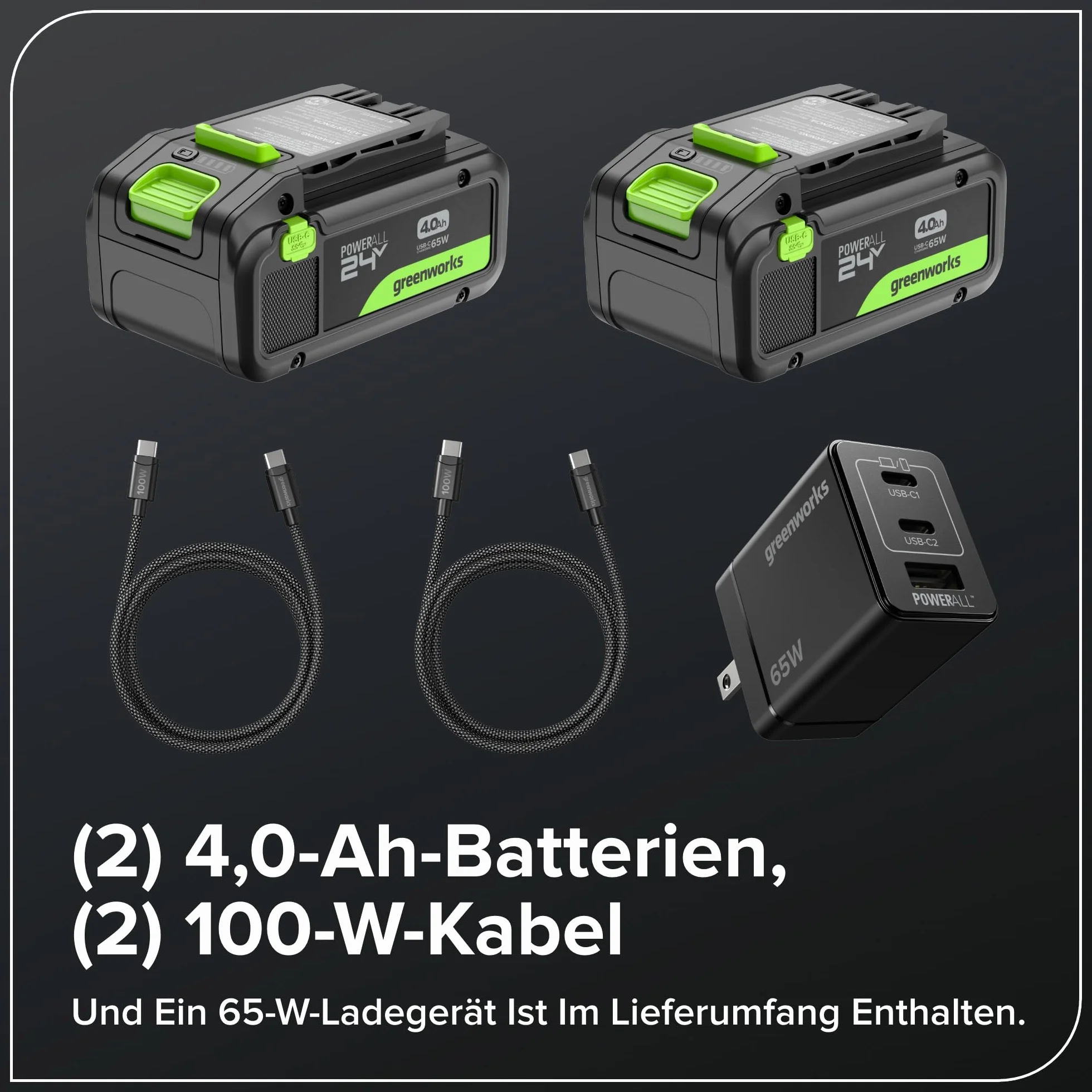 Greenworks 2 x 24 V (48 V) 30 cm bezszczotkowa łopata do śniegu ze światłem LED, kierunkowe sterowanie łopatkami, z (2) akumulatorami 4,0 Ah bez USB i szybką ładowarką 4 A z podwójnym portem