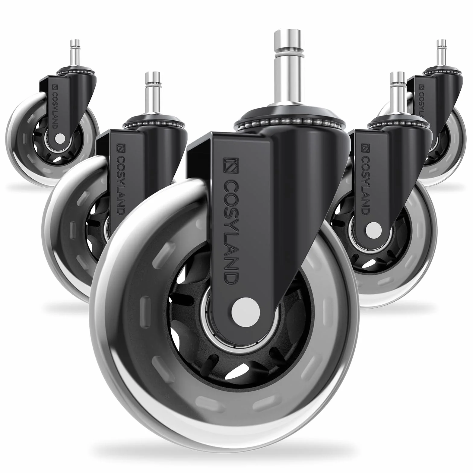 COSYLAND 5pcs Kółka do krzeseł obrotowych - 11 mm x 22 mm Kółka obrotowe - kółka do krzeseł do 300 kg - idealne do podłóg z twardego drewna, dywanów, laminatów i płytek do krzeseł biurowych