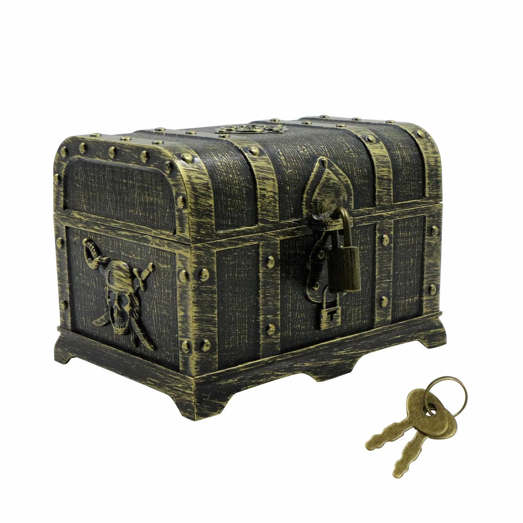 Skrzynia na skarby, skrzynia piracka, upominek, skrzynia skarbów piratów, skarby pirackie, tworzywo sztuczne, mini skrzynka piracka w stylu vintage, na imprezy pirackie