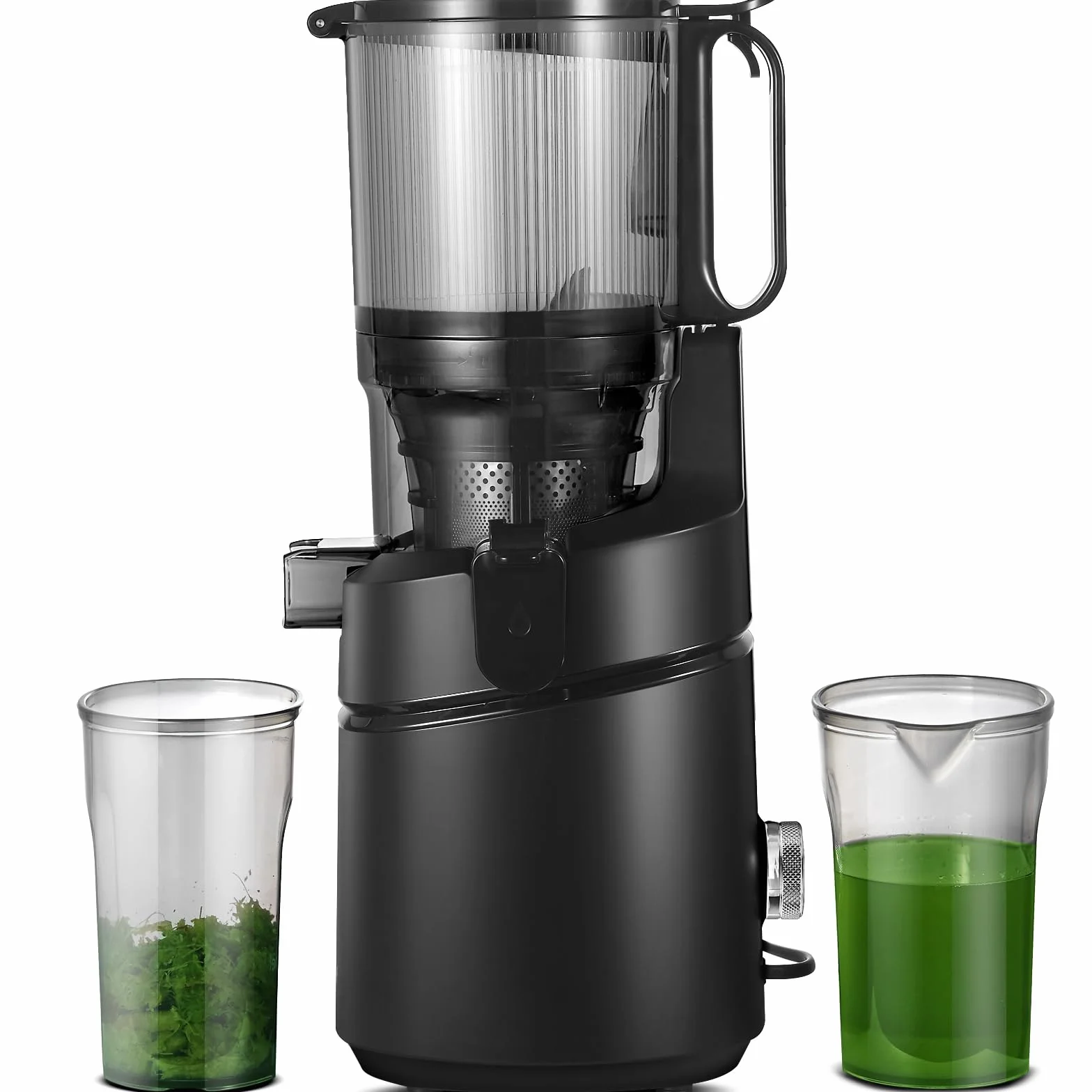 AMZCHEF Automatyczna sokowirówka All-in-One, otwór 135 mm i 1,8 l sokowirówka do warzyw i owoców, 250 W, zwycięzca testu z potrójnym filtrem, kolor czarny