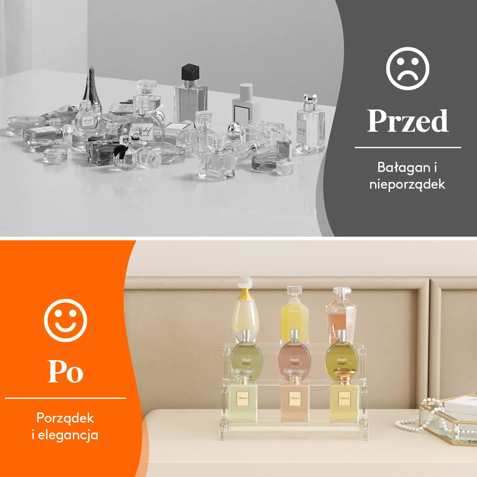 Lifewit 3 Tier Clear Display Risers Stand, 22,8 cm Plastikowe Risers do Wyświetlania, Plastikowe Organizatory do Figurek/Cupcake/Perfumy, Stojak Wyświetlania Biurkowego Dekoracji, 2 Opakowanie